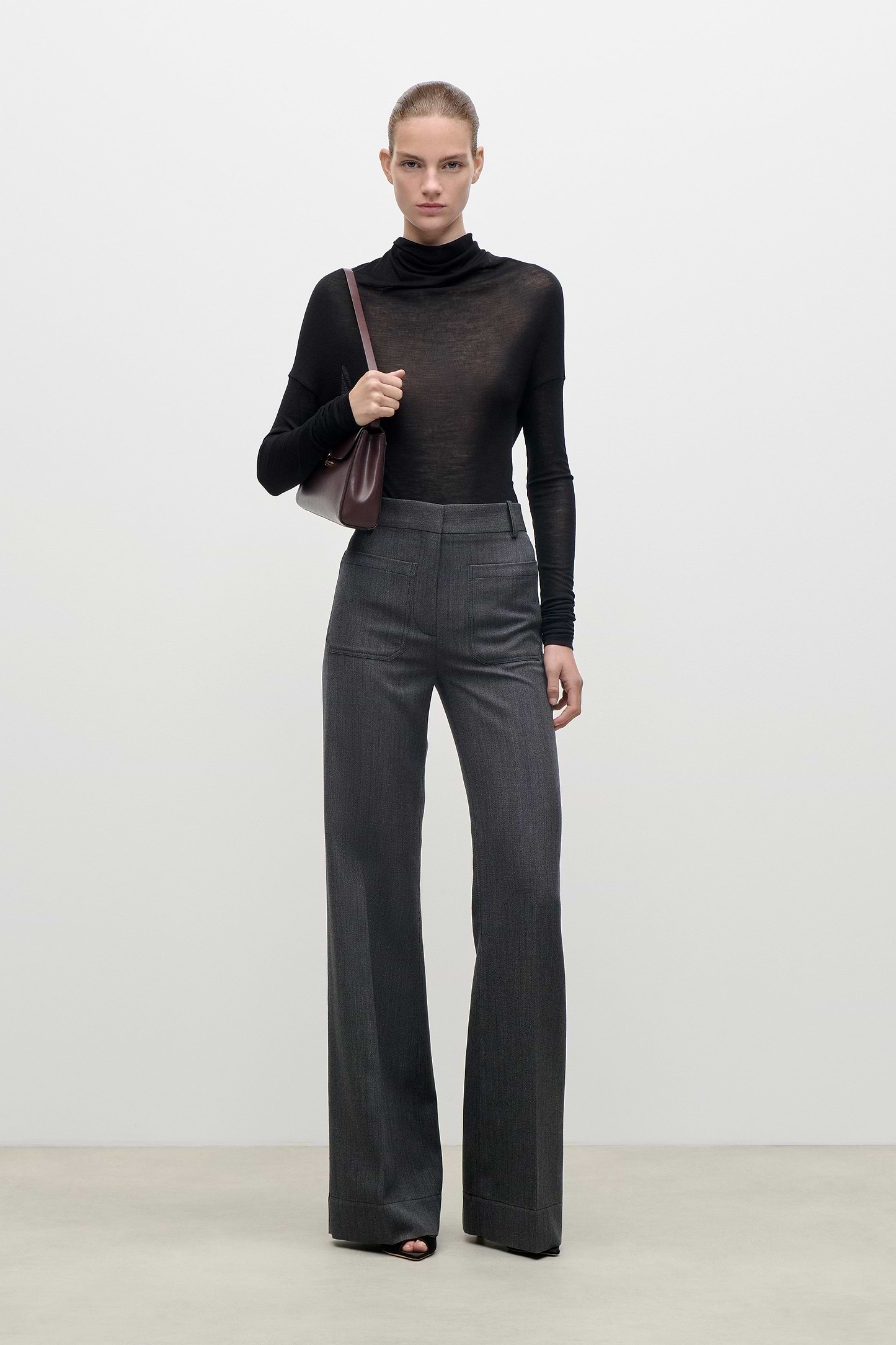 Alina Trouser In Dark Grey Melange