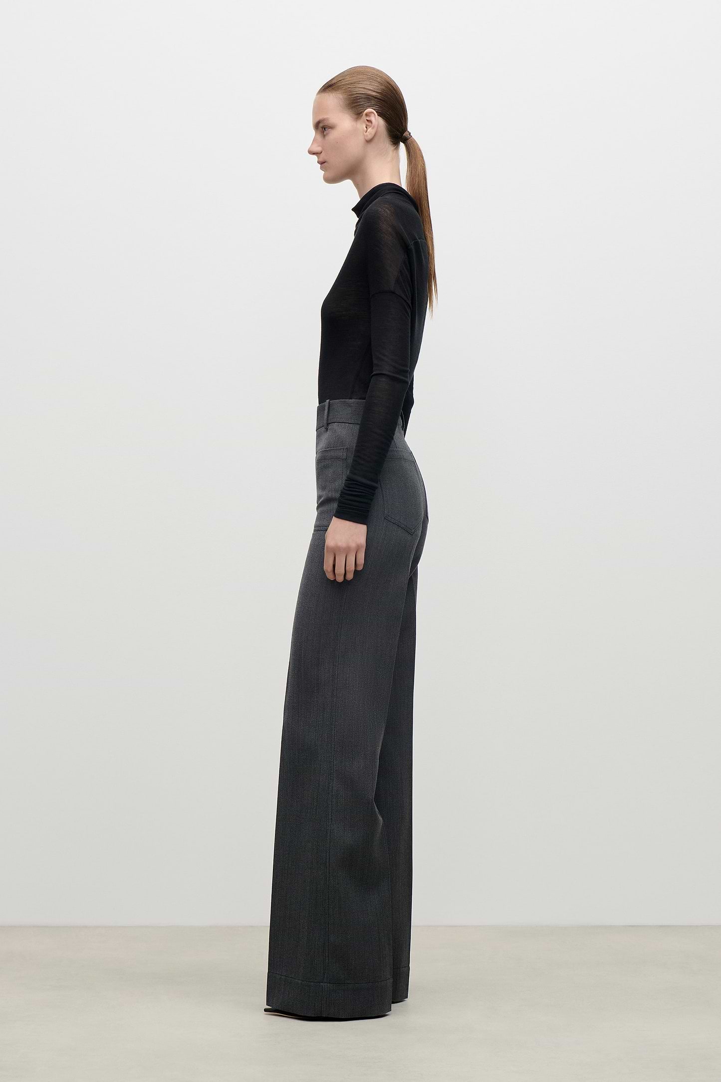 Alina Trouser In Dark Grey Melange