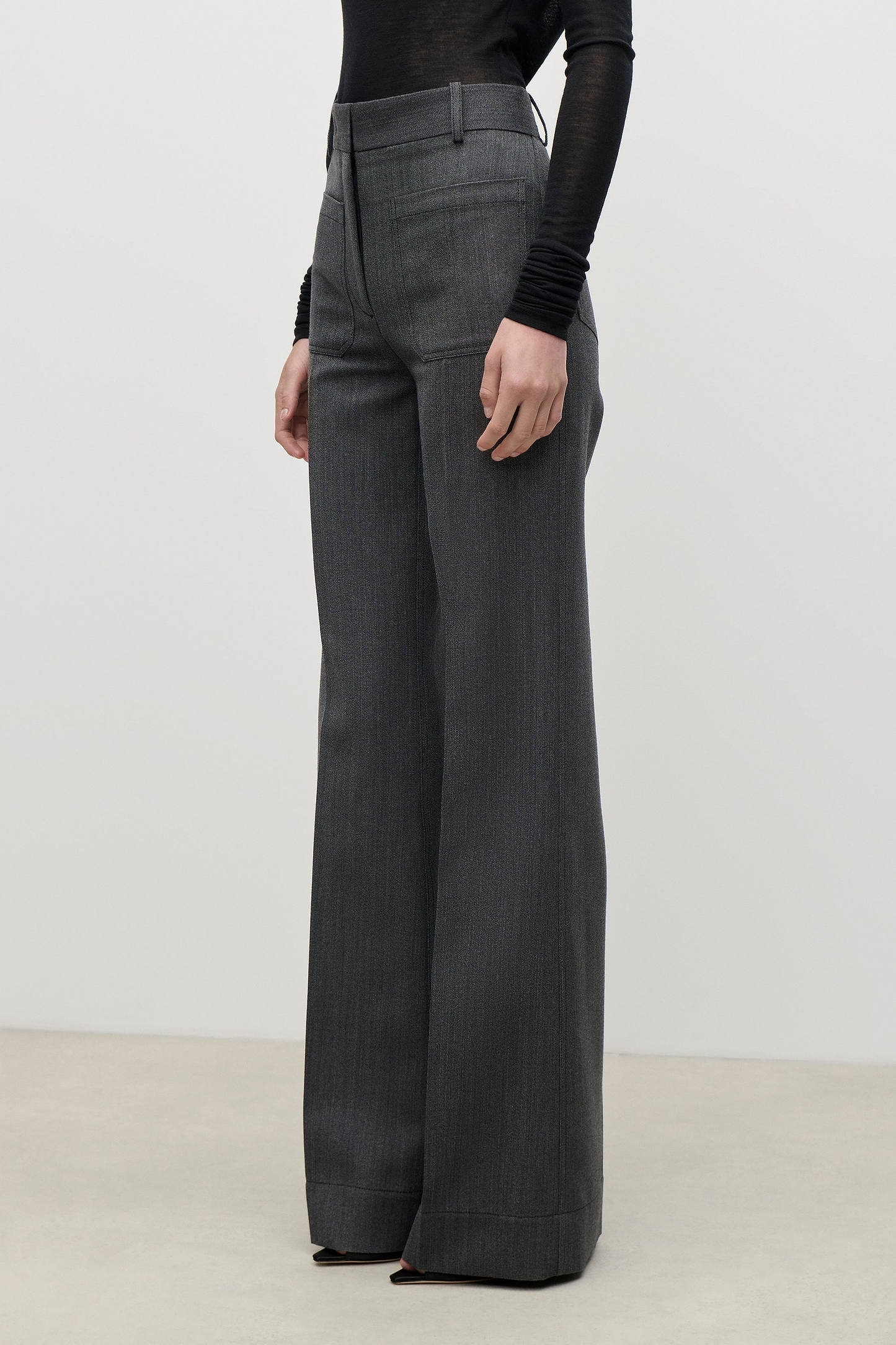 Alina Trouser In Dark Grey Melange