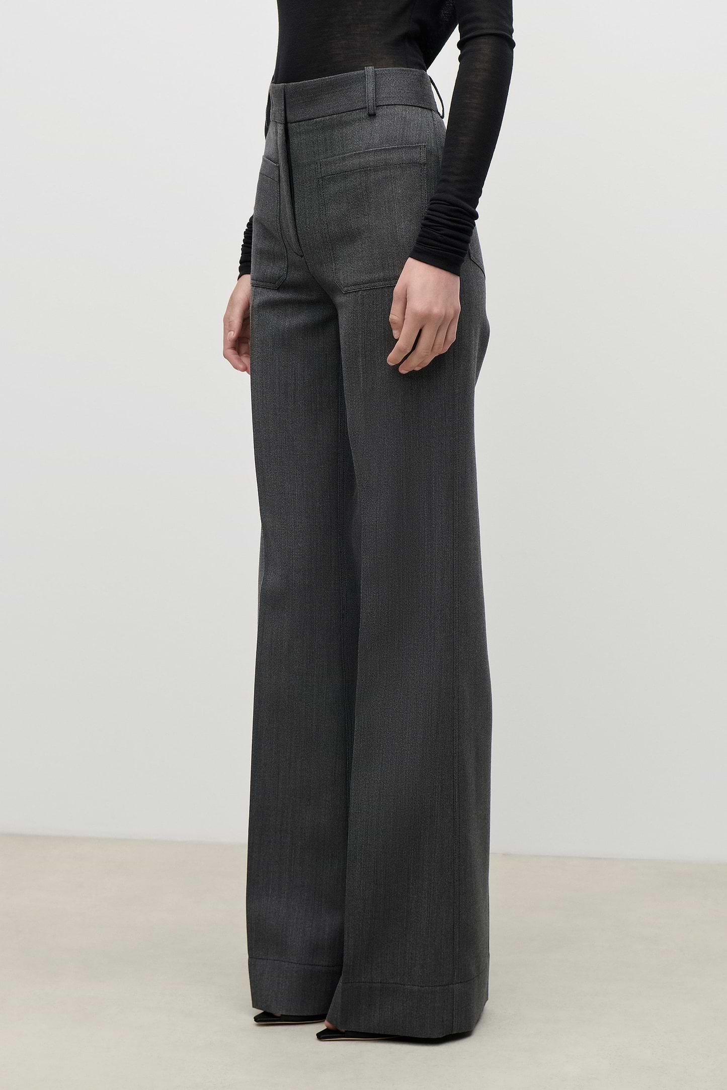 Alina Trouser In Dark Grey Melange