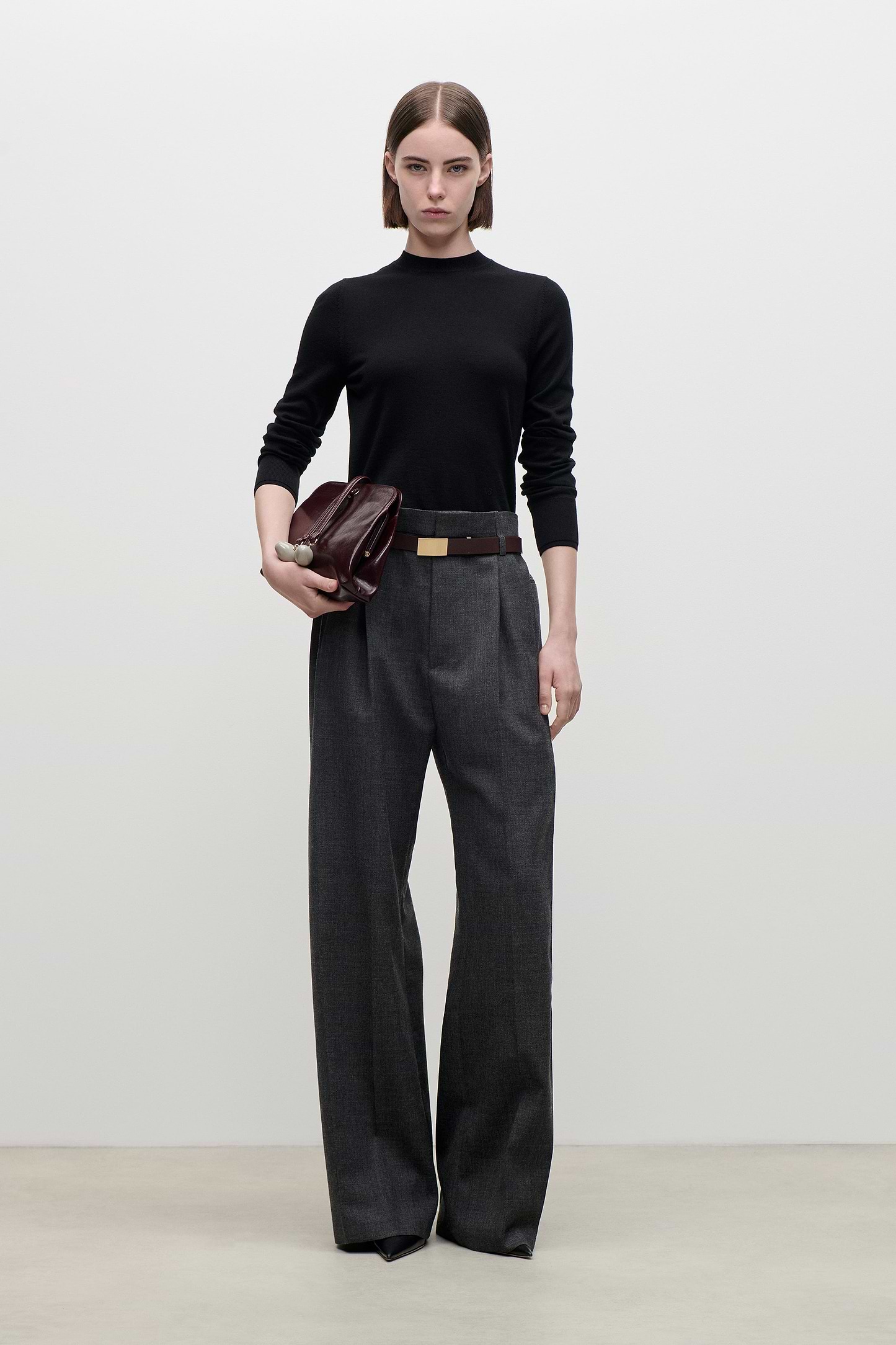 Ethel Trouser In Dark Grey Melange