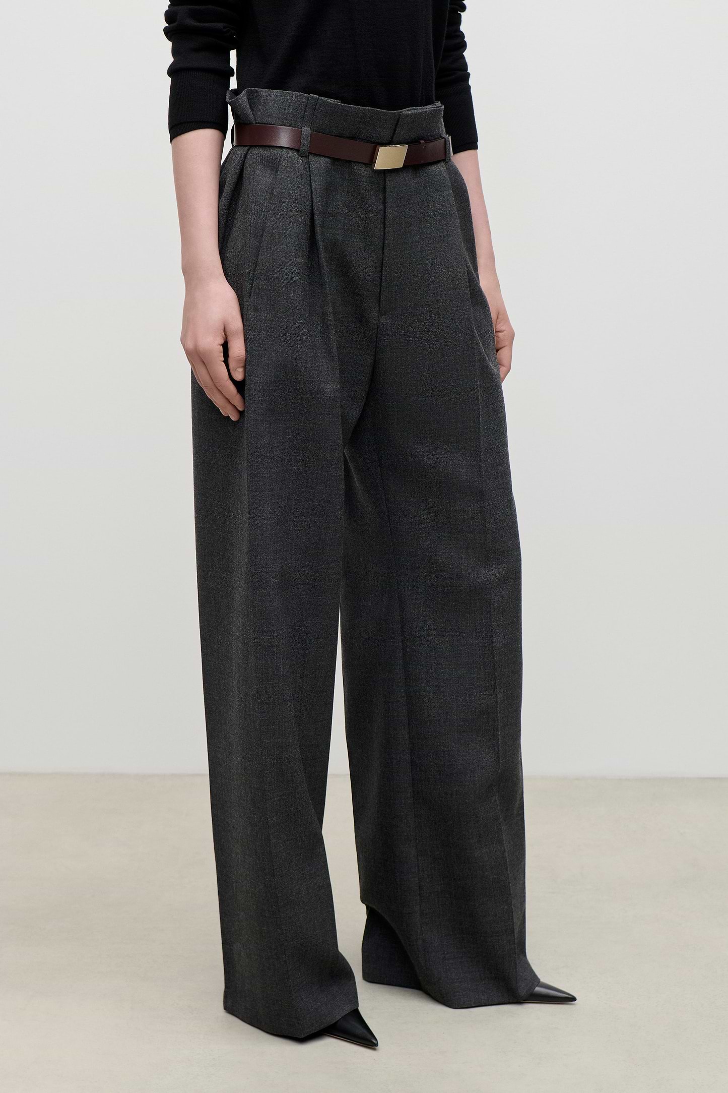 Ethel Trouser In Dark Grey Melange