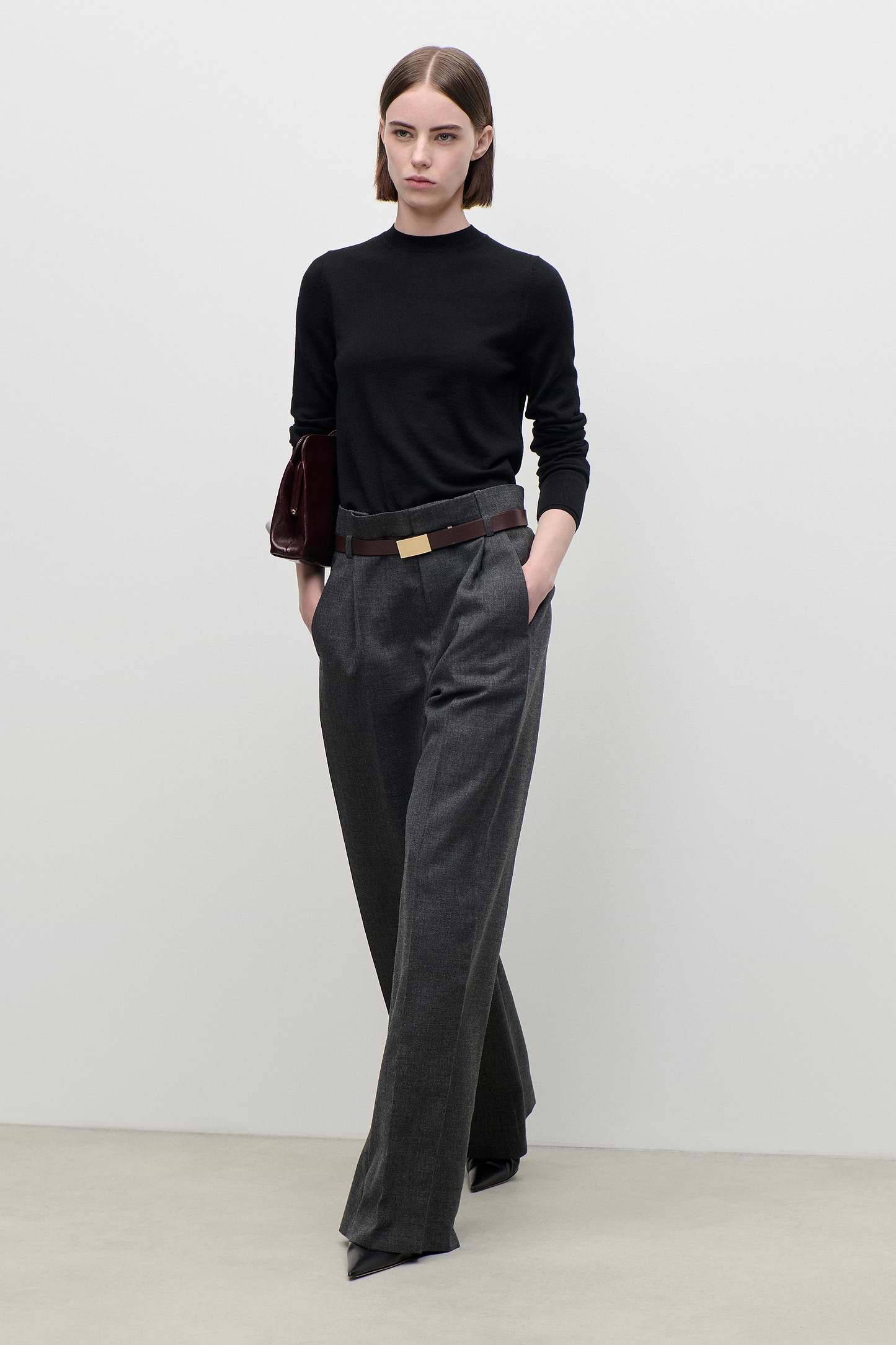 Ethel Trouser In Dark Grey Melange
