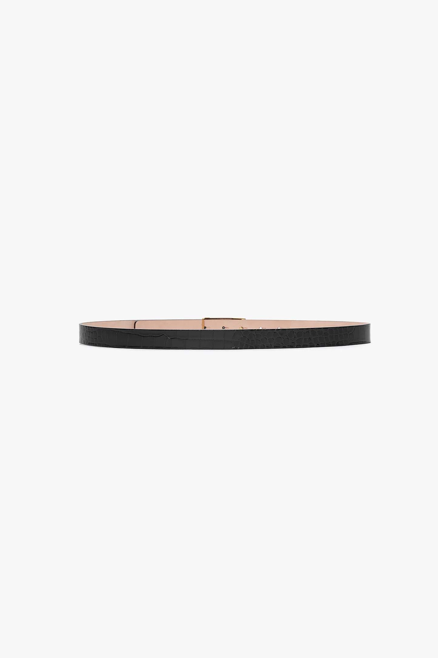 Dorian Frame Belt 25mm Black Croc Embossed Leather