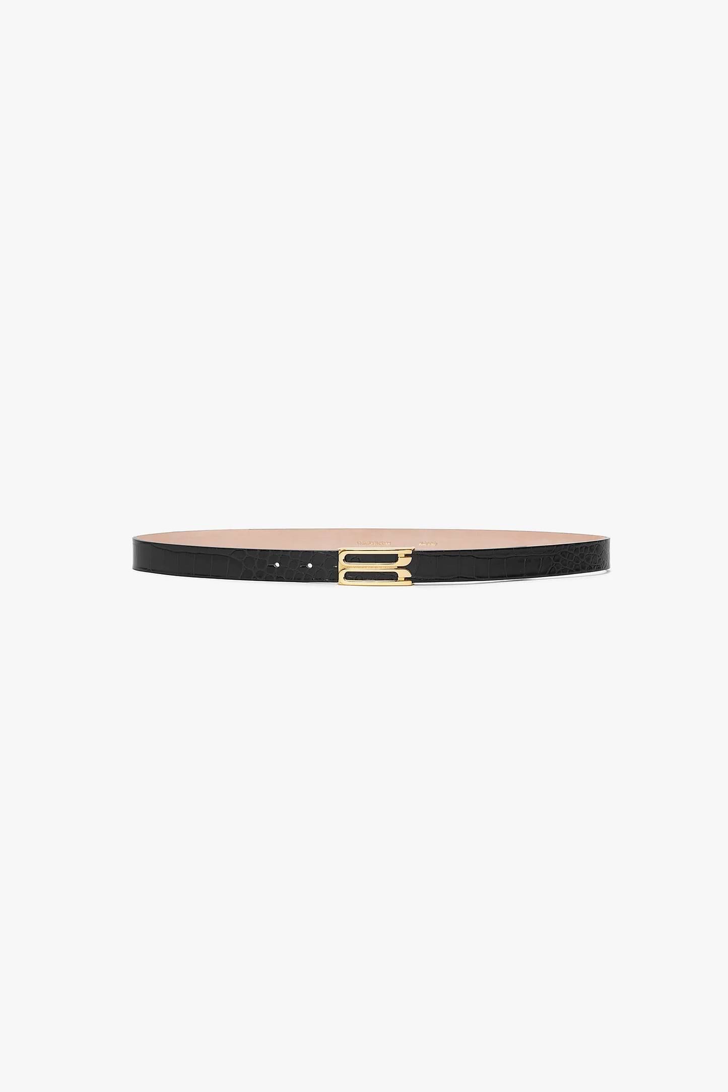 Dorian Frame Belt 25mm Black Croc Embossed Leather