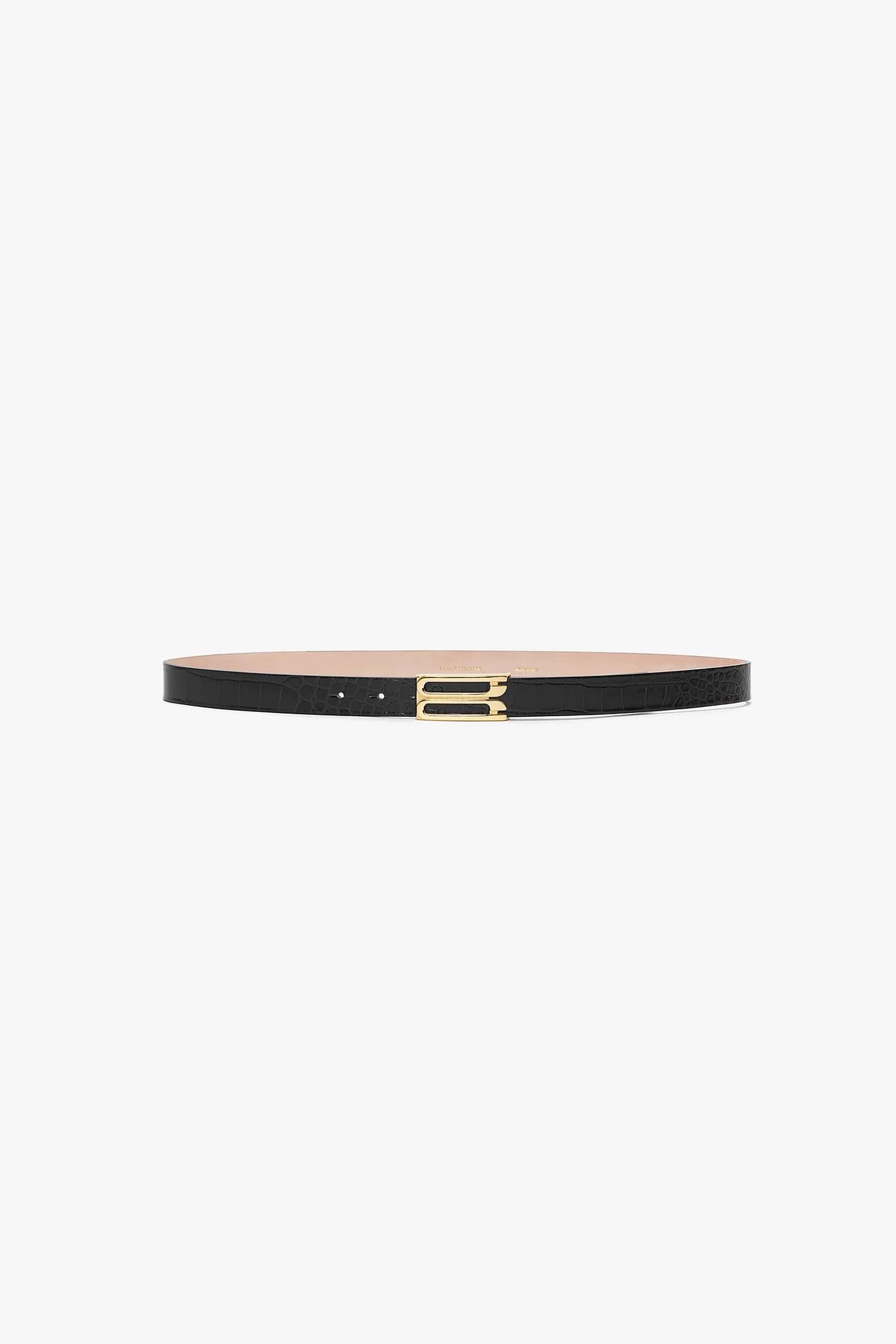 Dorian Frame Belt 25mm Black Croc Embossed Leather