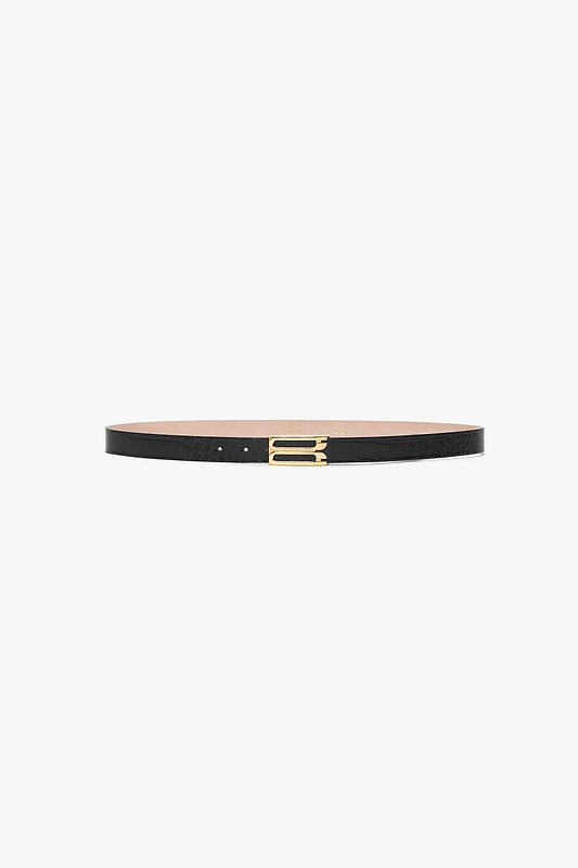 Dorian Frame Belt 25mm Black Croc Embossed Leather