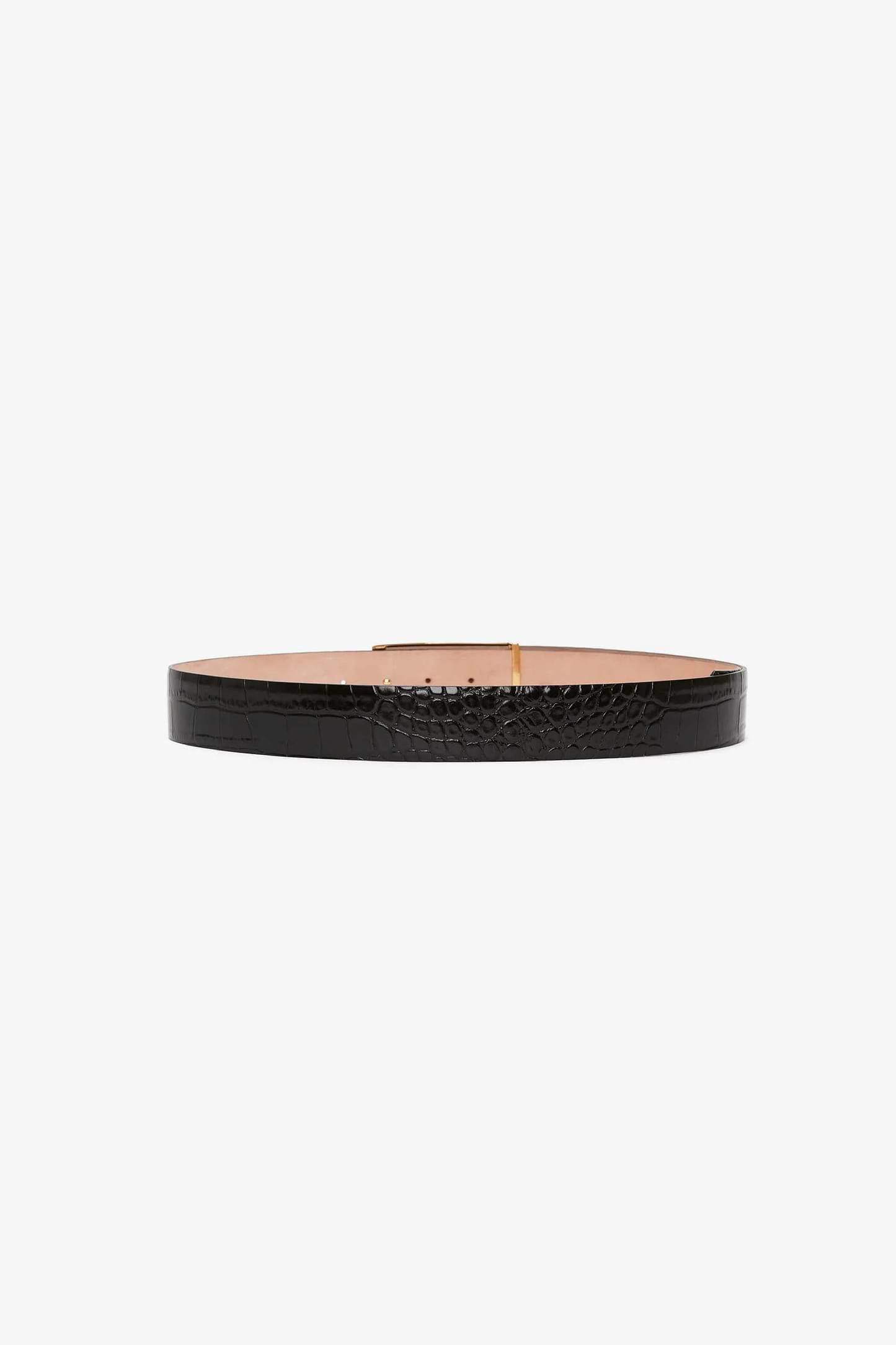 Dorian Frame Belt Jumbo 40mm Black Croc Embossed Leather