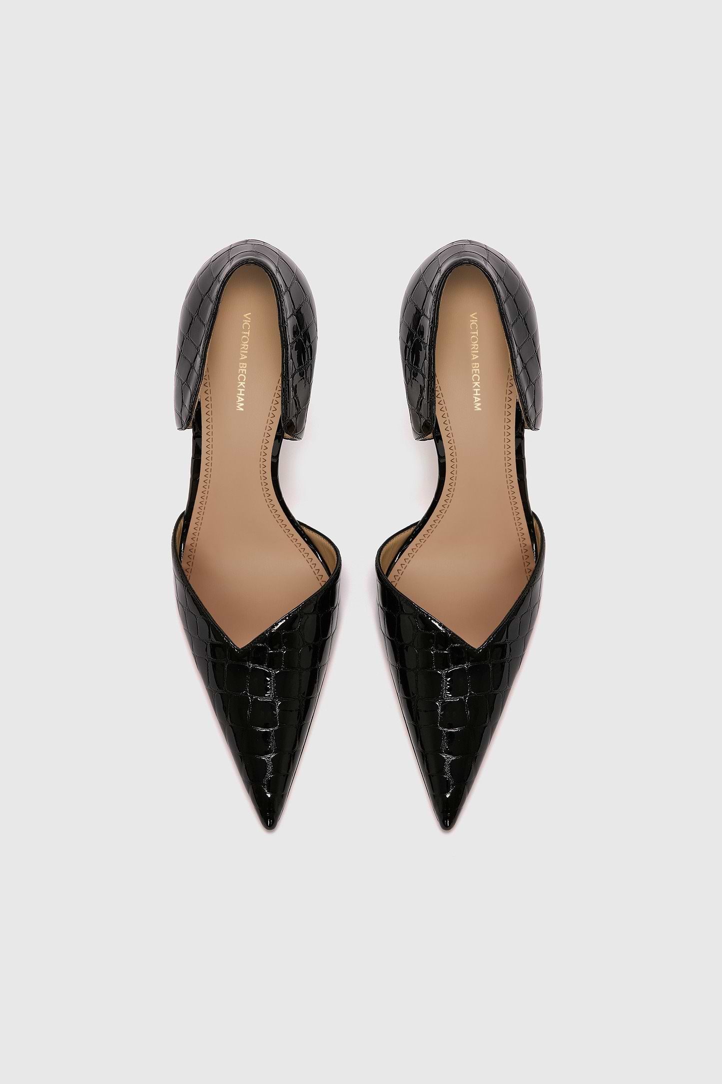 Victoria Angle D'Orsay Pump 115 Black Croc Embossed Leather