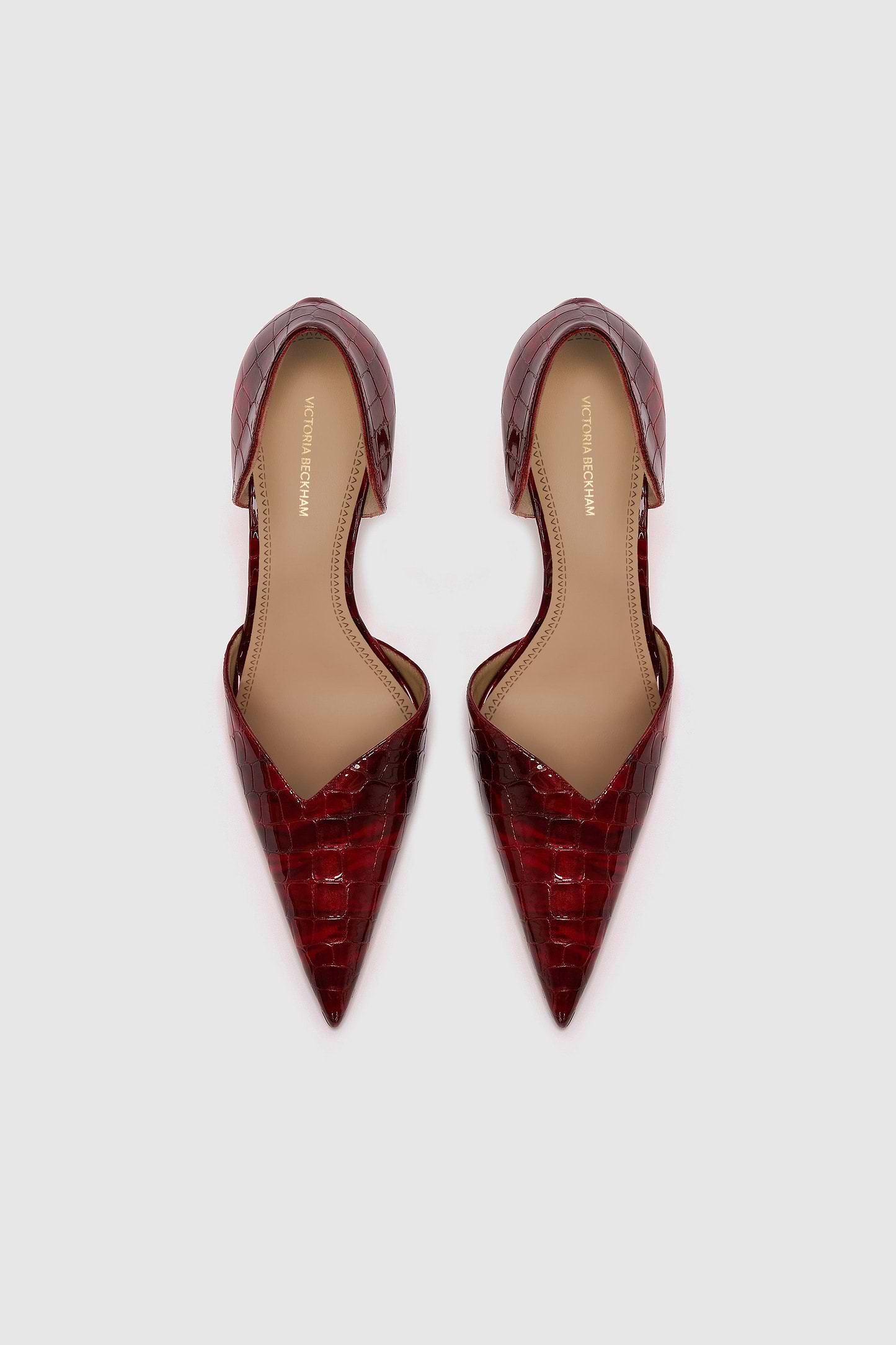 Victoria Angle D'Orsay Pump 115 Red Croc Embossed Leather