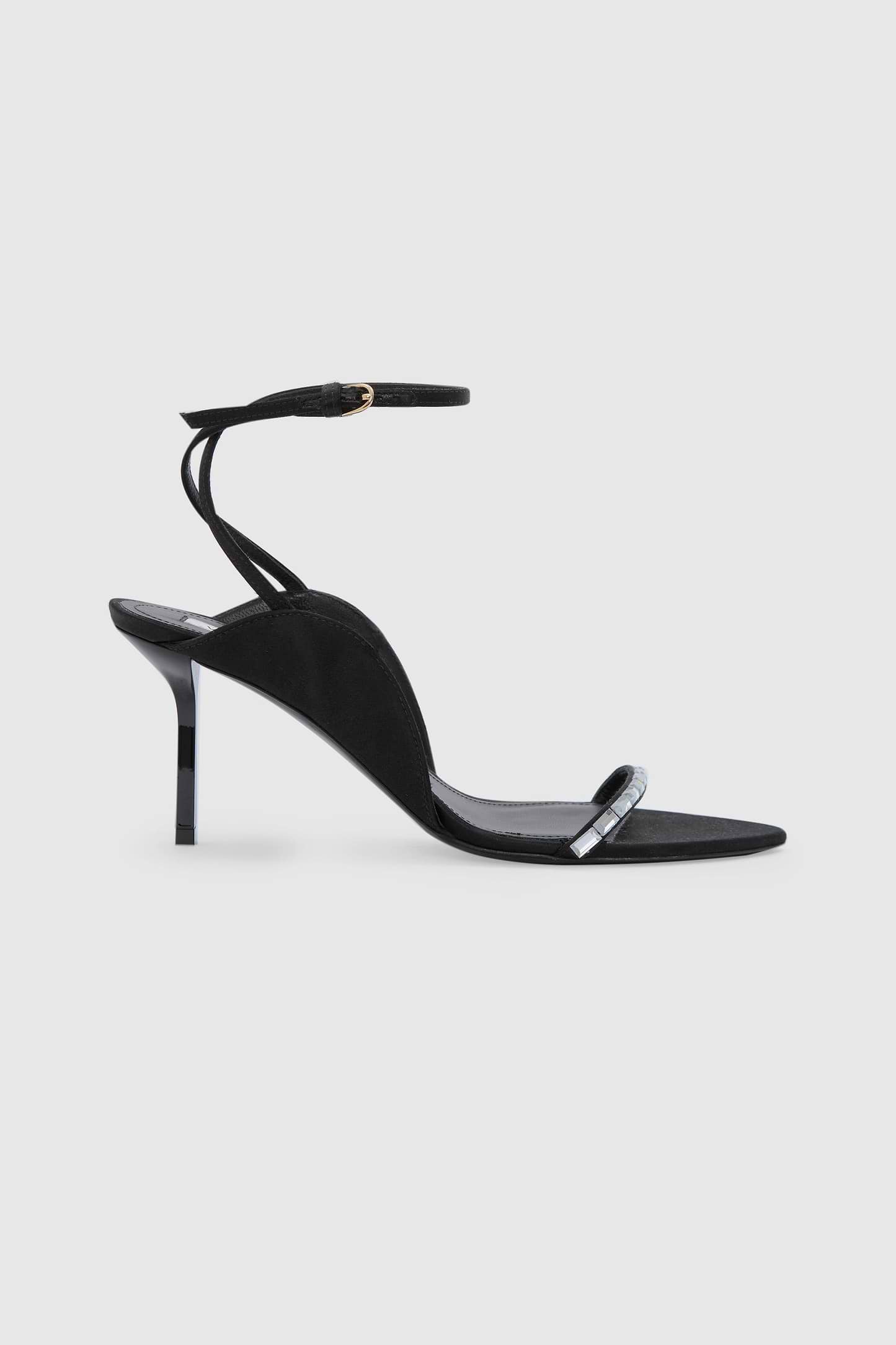Victoria Embellished Sandal 75 Black Satin