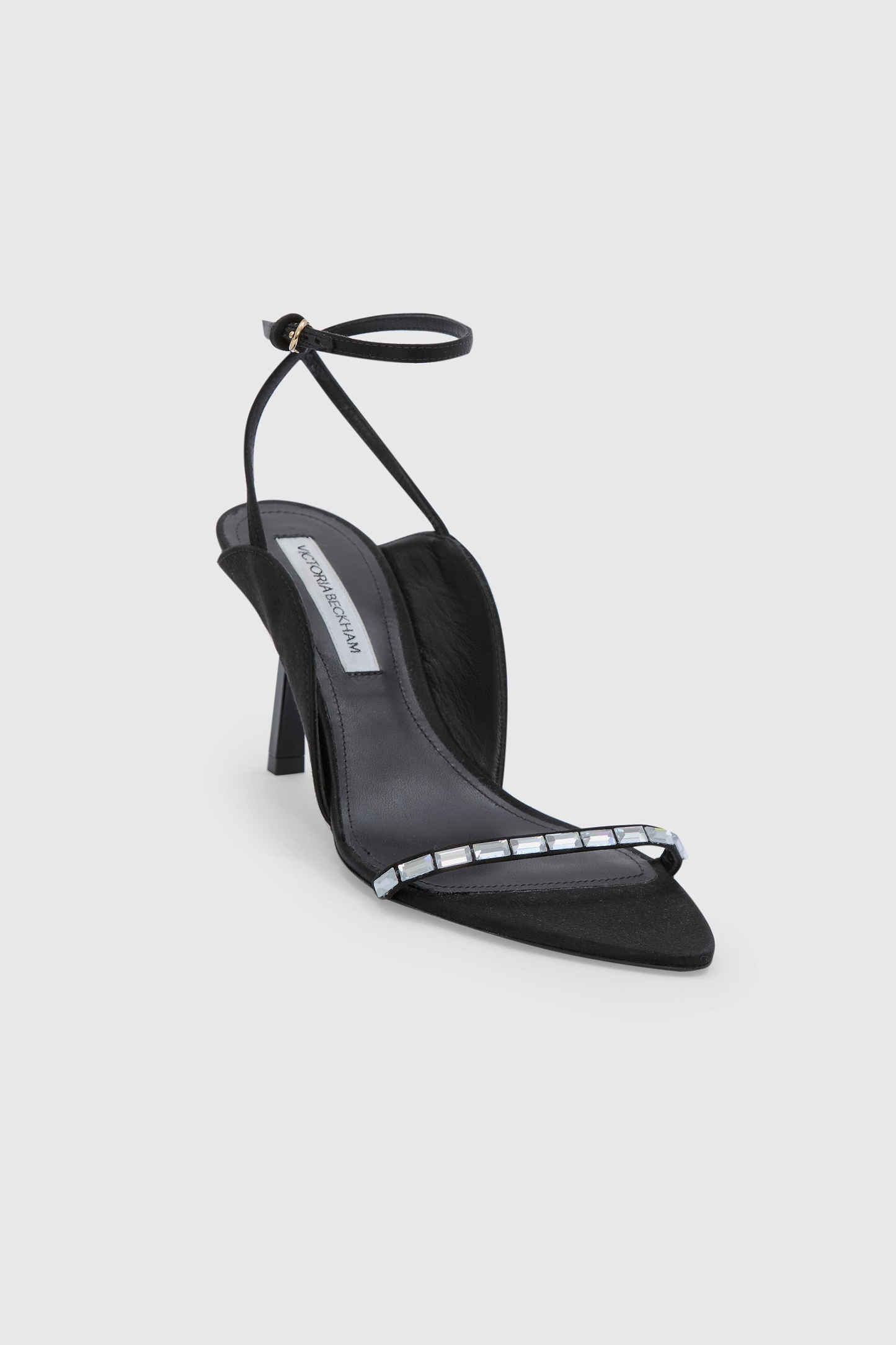Victoria Embellished Sandal 75 Black Satin