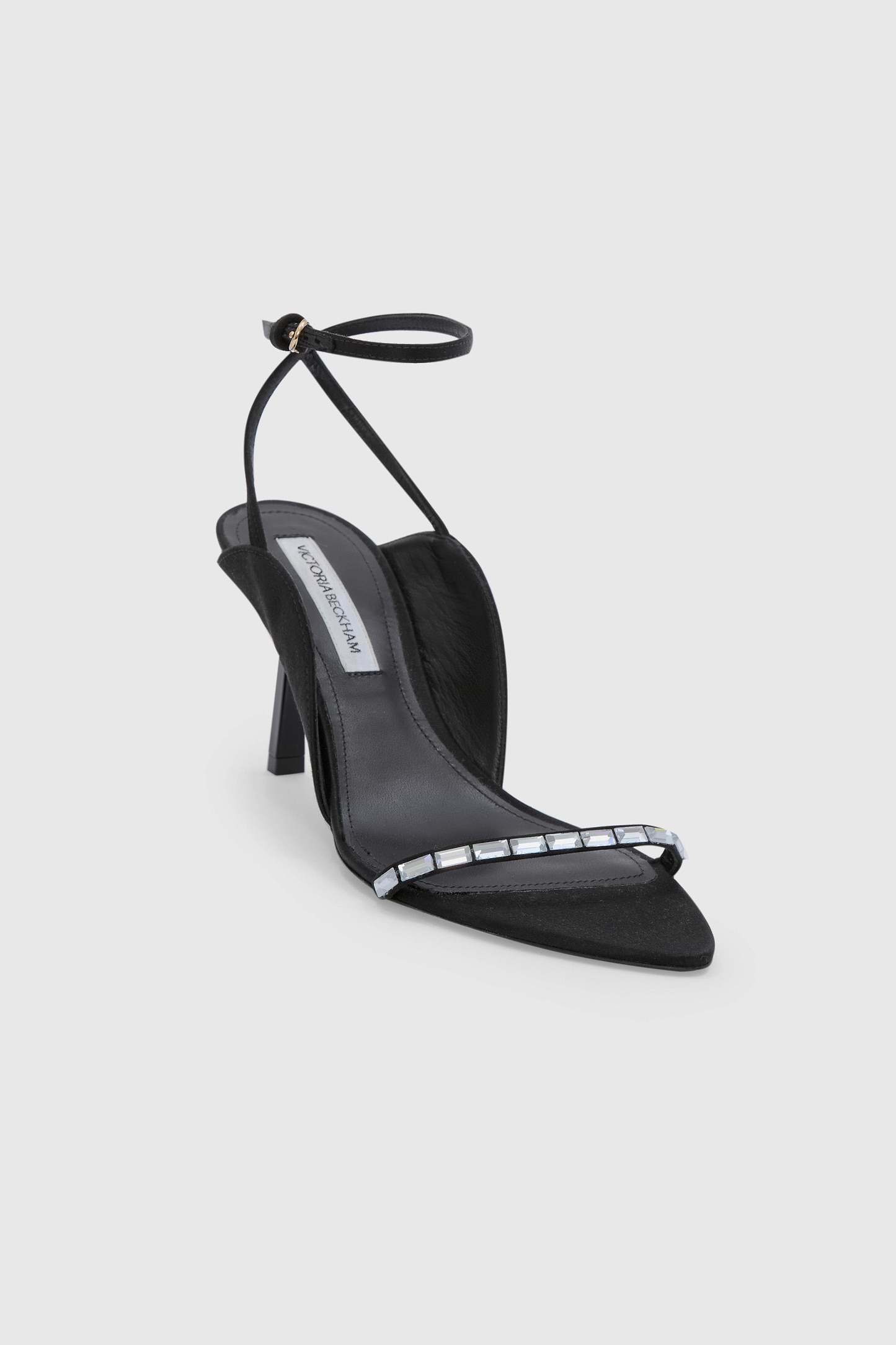 Victoria Embellished Sandal 75 Black Satin