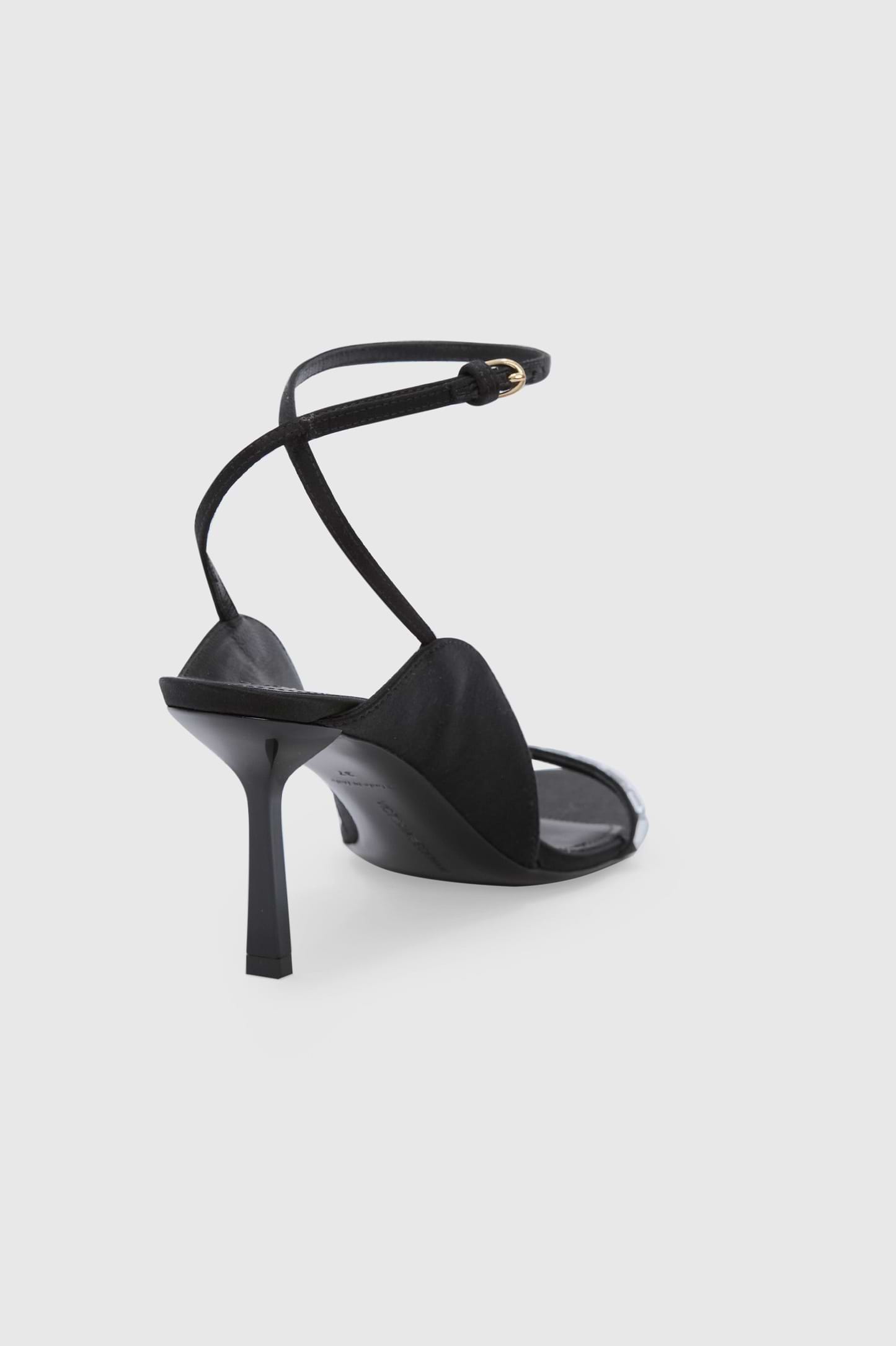 Victoria Embellished Sandal 75 Black Satin
