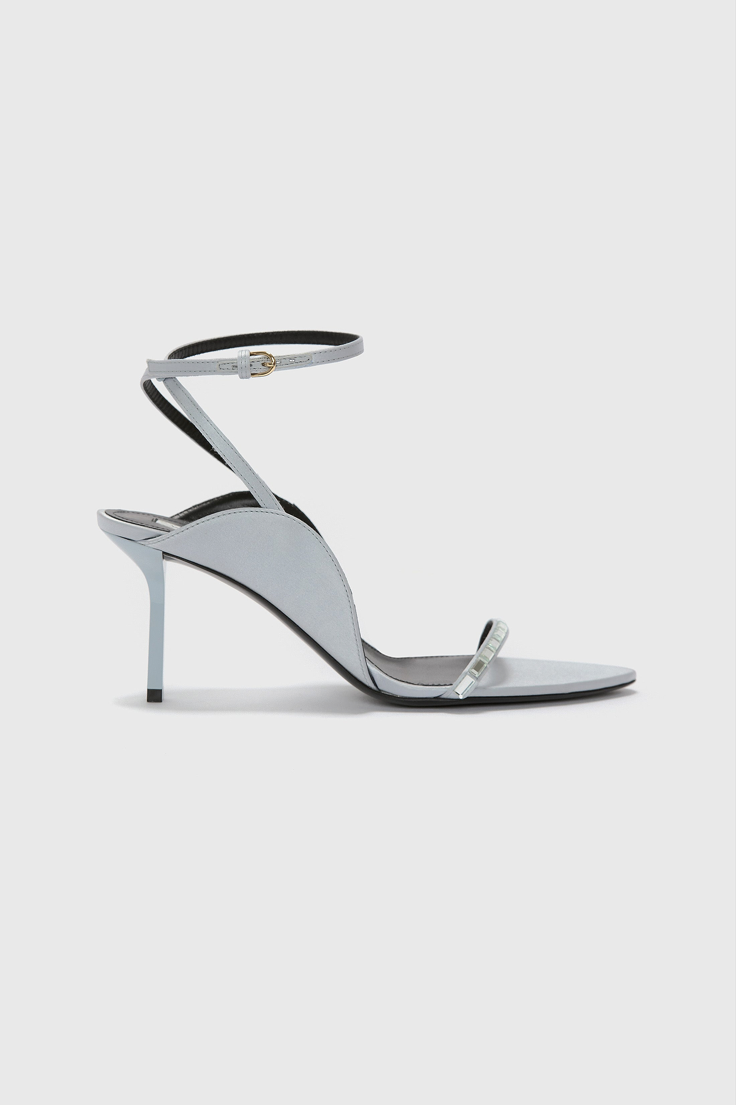 Victoria Embellished Sandal 75 Silver Satin