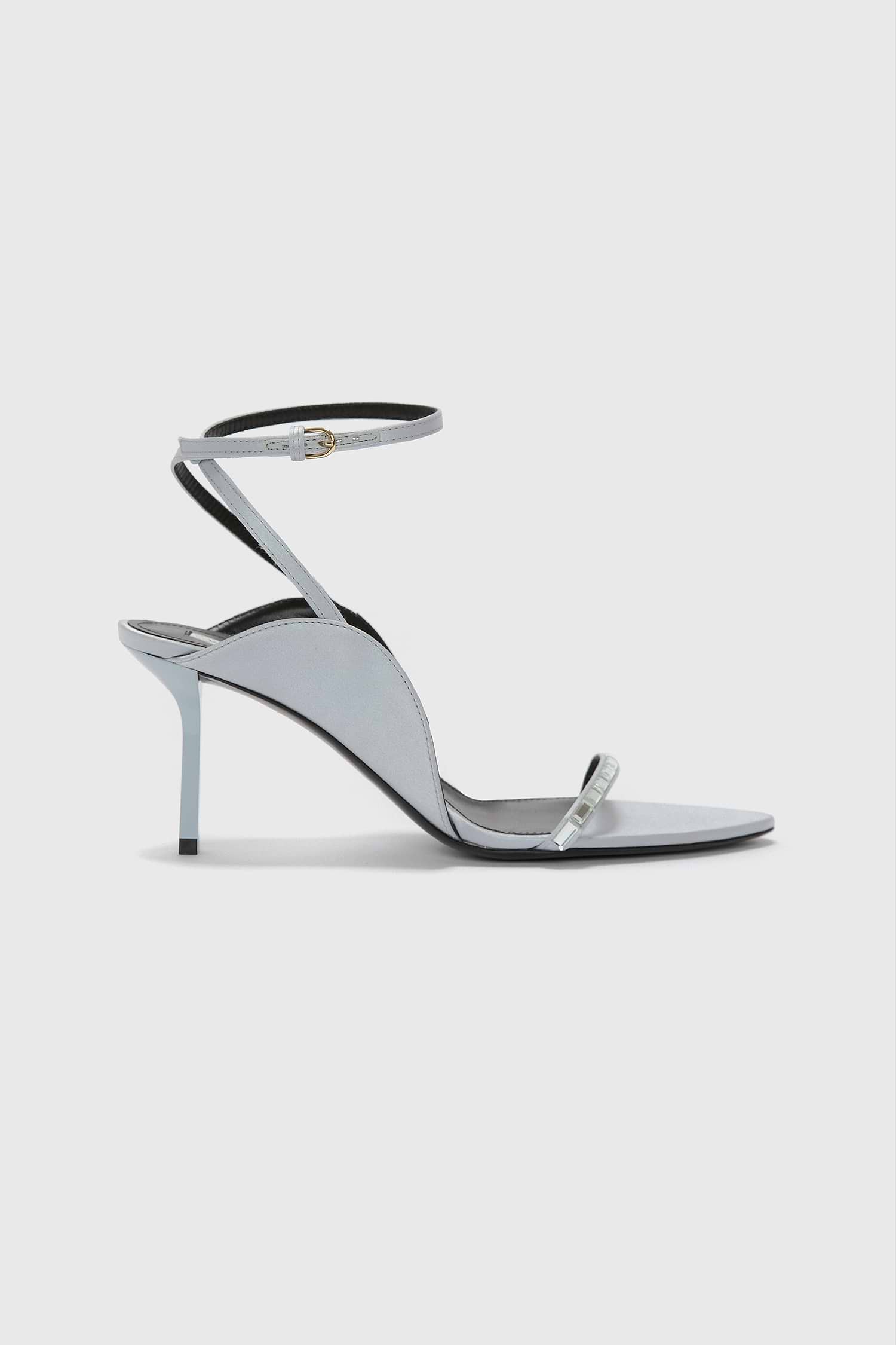 Victoria Embellished Sandal 75 Silver Satin