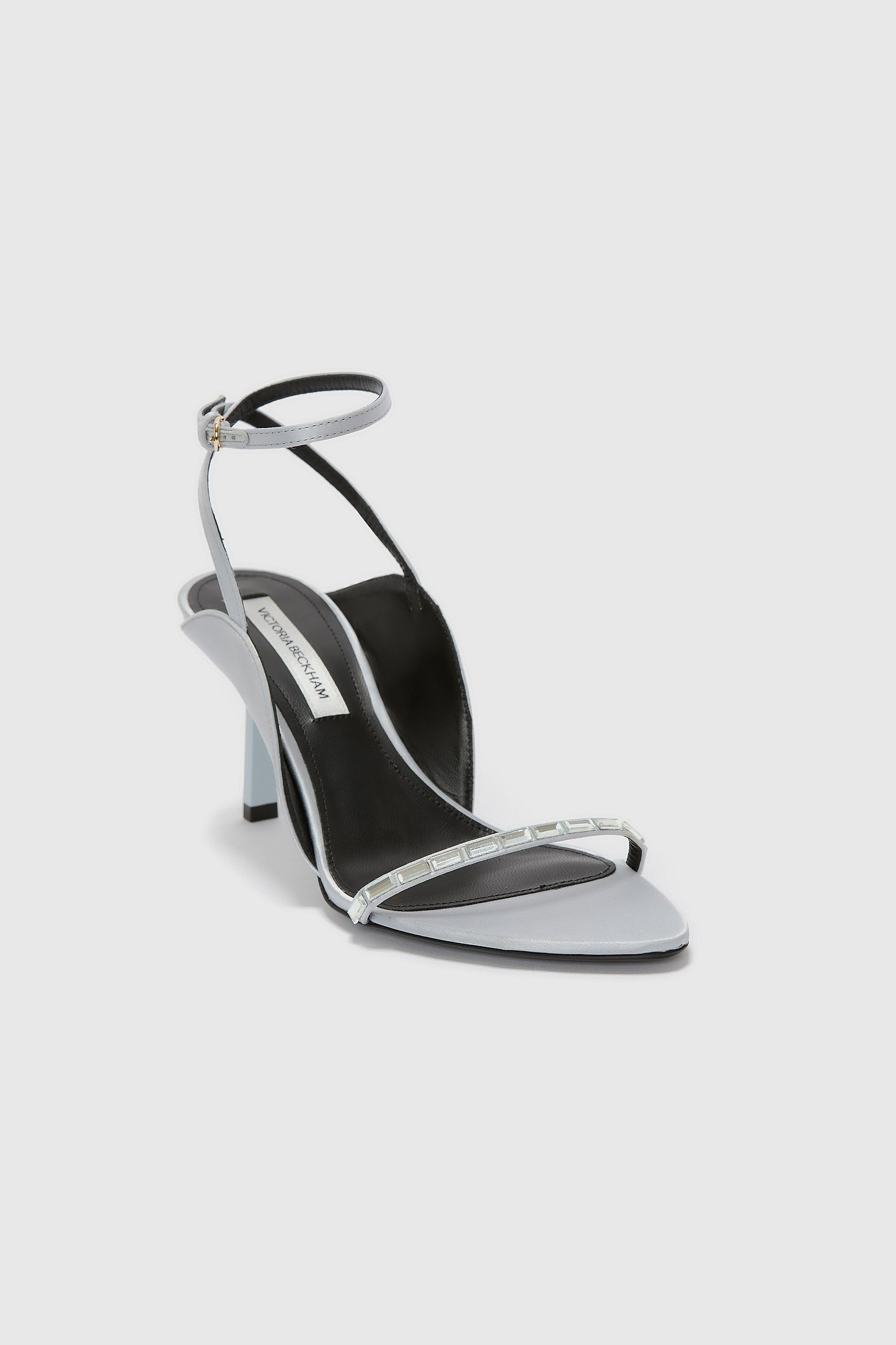 Victoria Embellished Sandal 75 Silver Satin