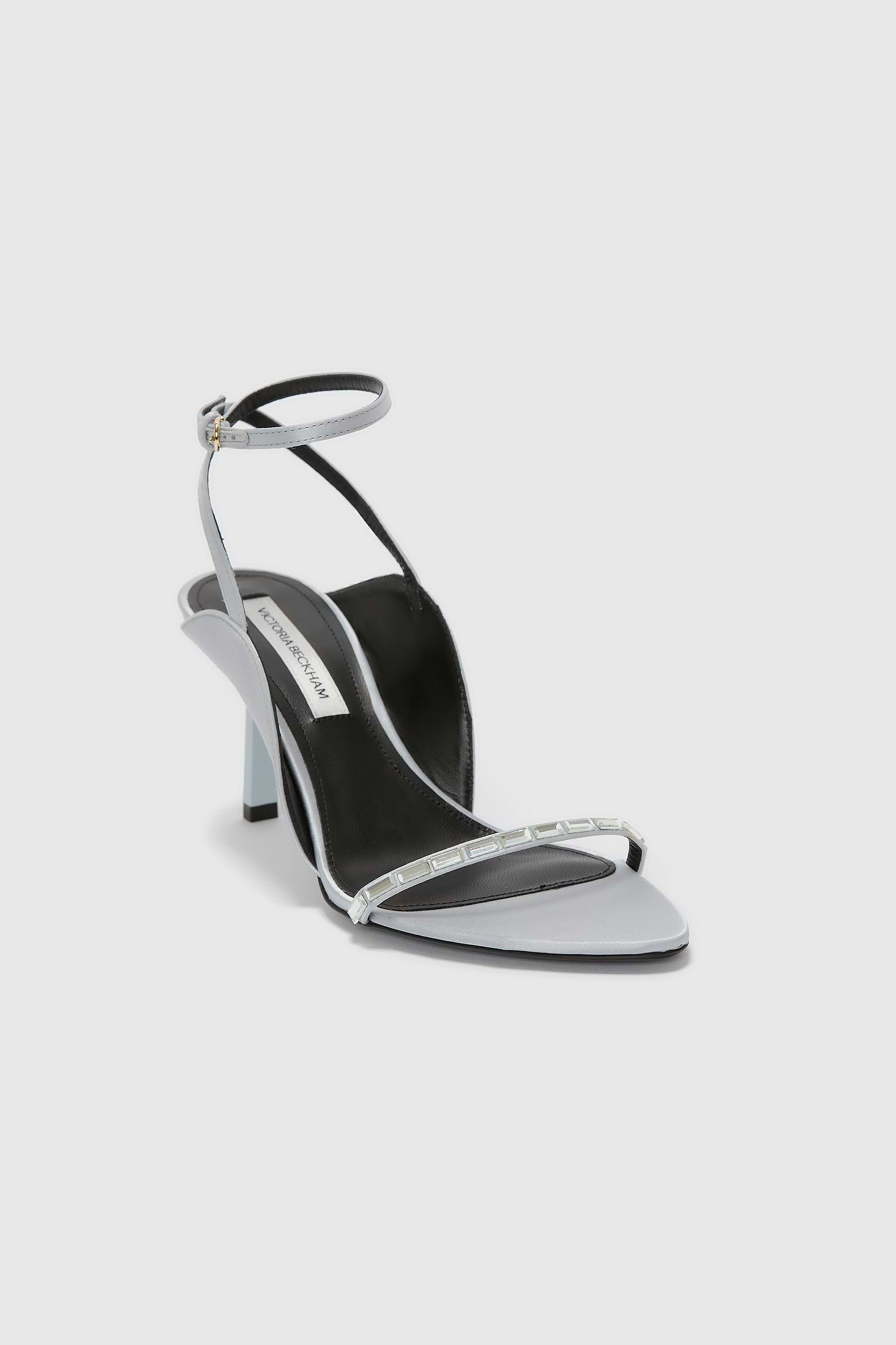 Victoria Embellished Sandal 75 Silver Satin