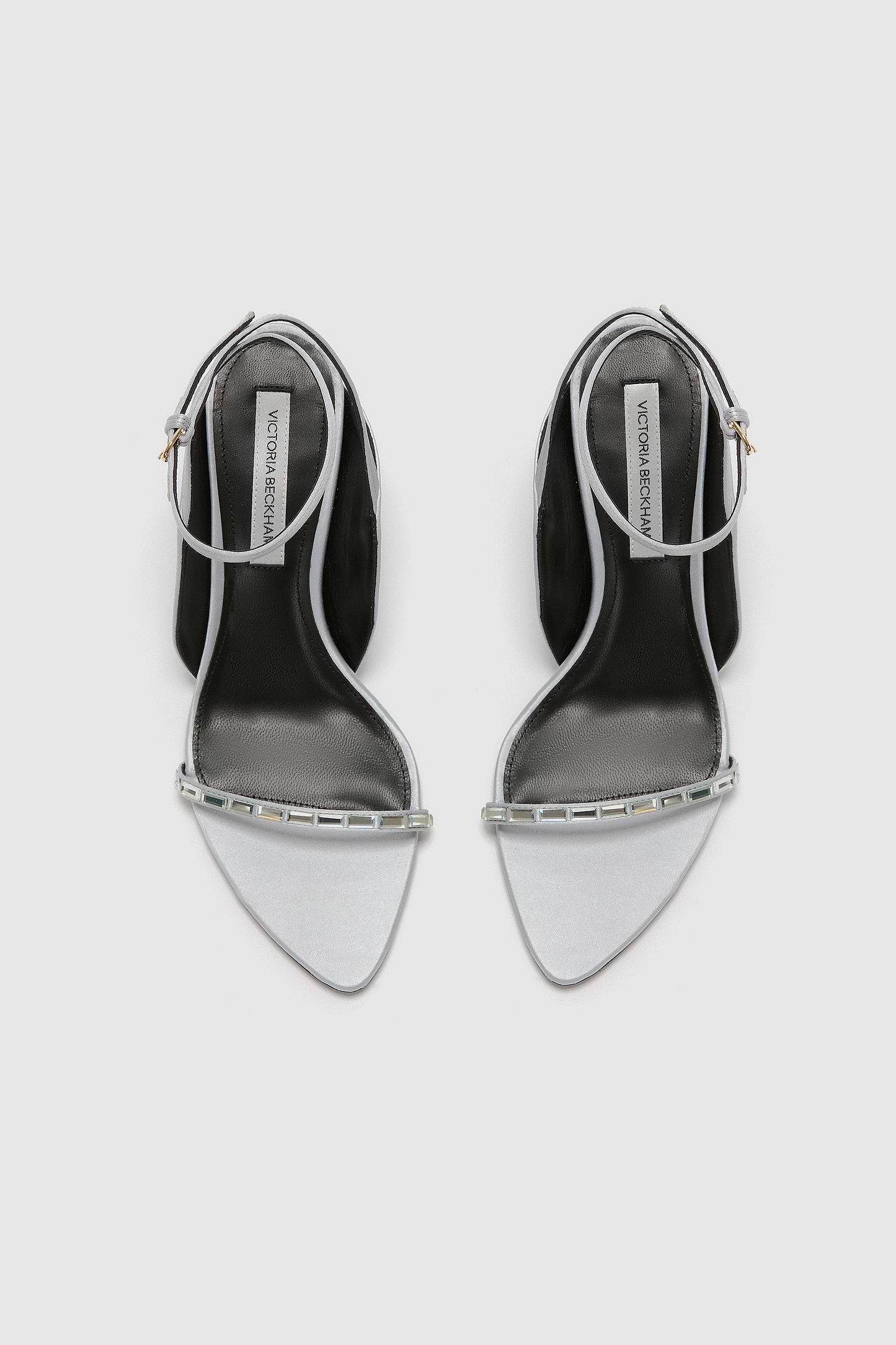 Victoria Embellished Sandal 75 Silver Satin