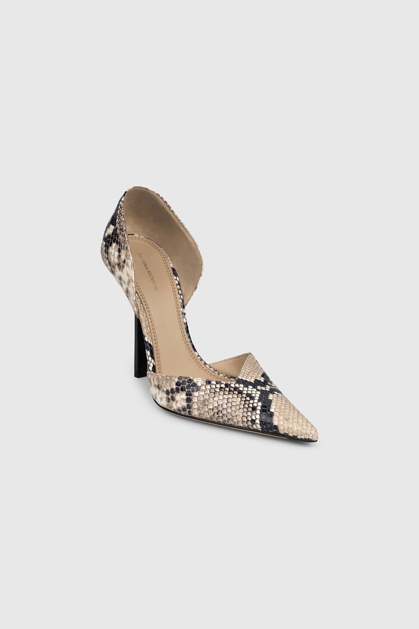 Victoria Angle D'Orsay Pump 115 Natural Brown Snake Print Leather