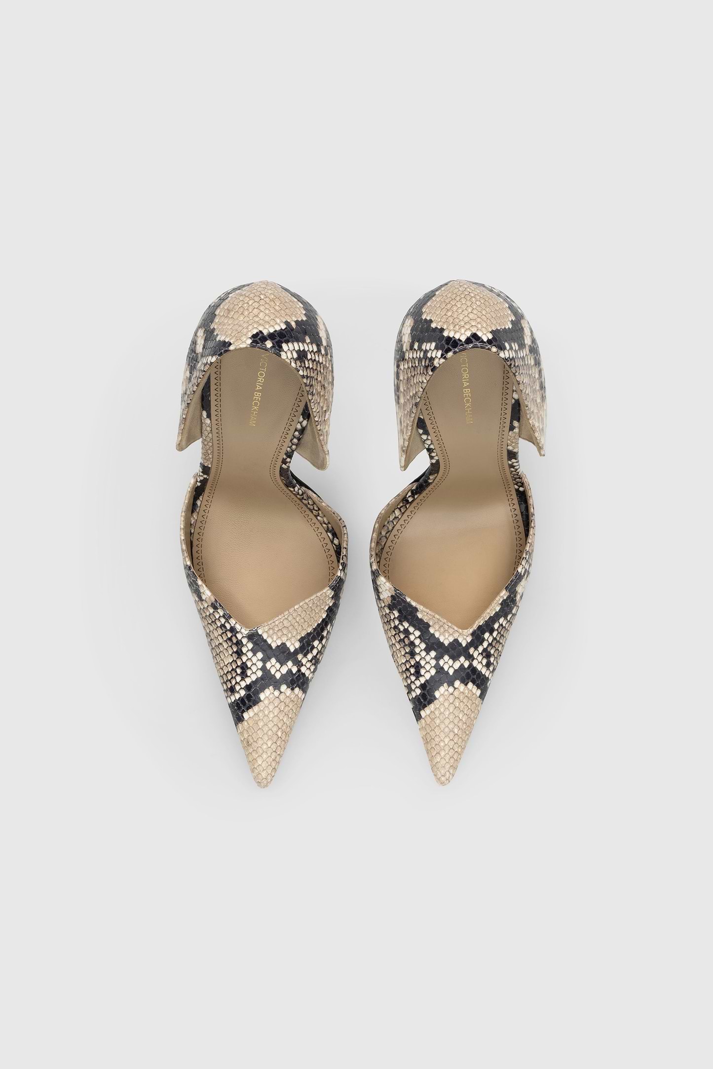 Victoria Angle D'Orsay Pump 115 Natural Brown Snake Print Leather