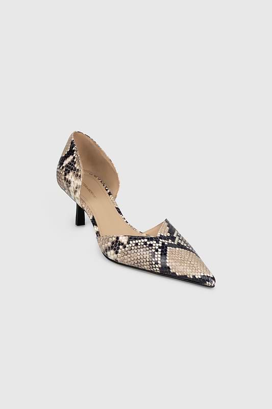 Victoria Angle D'Orsay Pump 55 Natural Brown Snake Print Leather