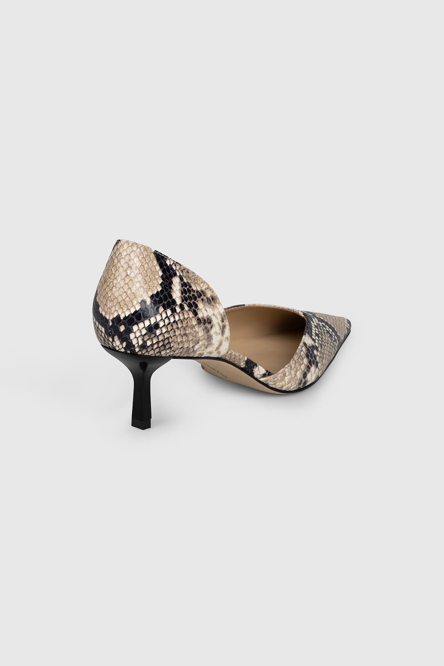 Victoria Angle D'Orsay Pump 55 Natural Brown Snake Print Leather