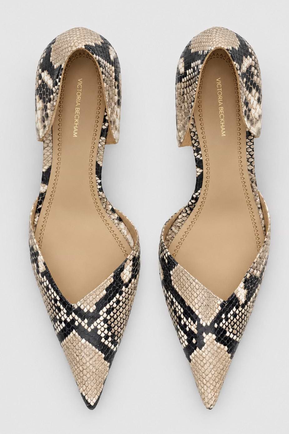 Victoria Angle D'Orsay Pump 55 Natural Brown Snake Print Leather