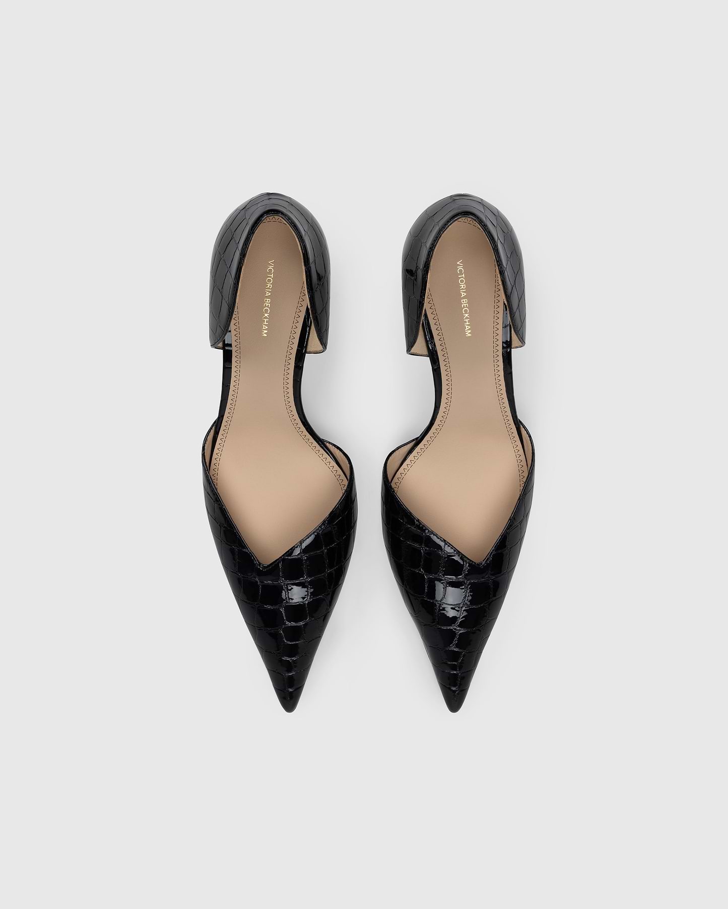 Victoria Angle D'Orsay Pump 55 Black Croc Embossed Leather