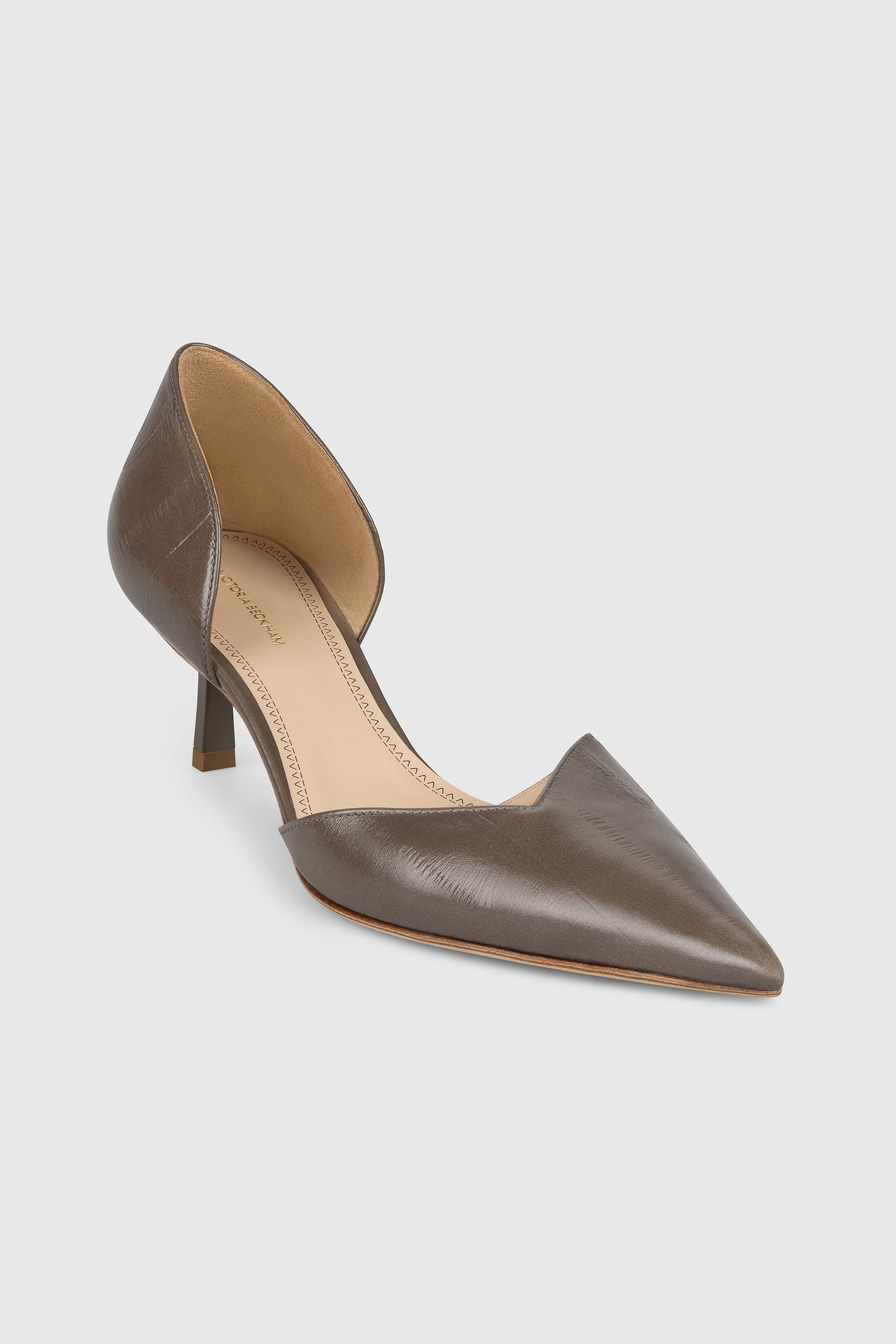 Victoria Angle D'Orsay Pump 55 Dark Taupe Printed Leather