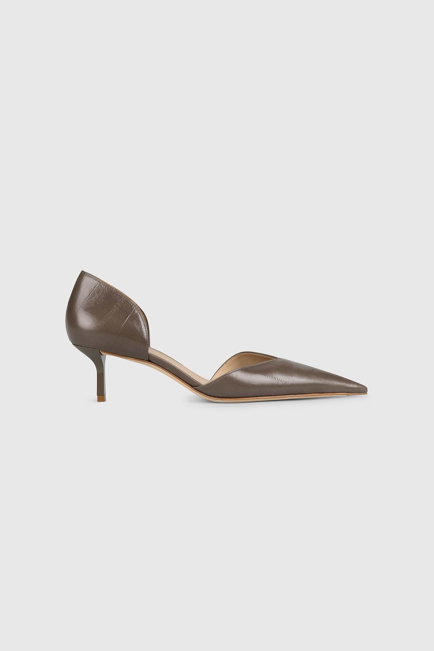 Victoria Angle D'Orsay Pump 55 Dark Taupe Printed Leather