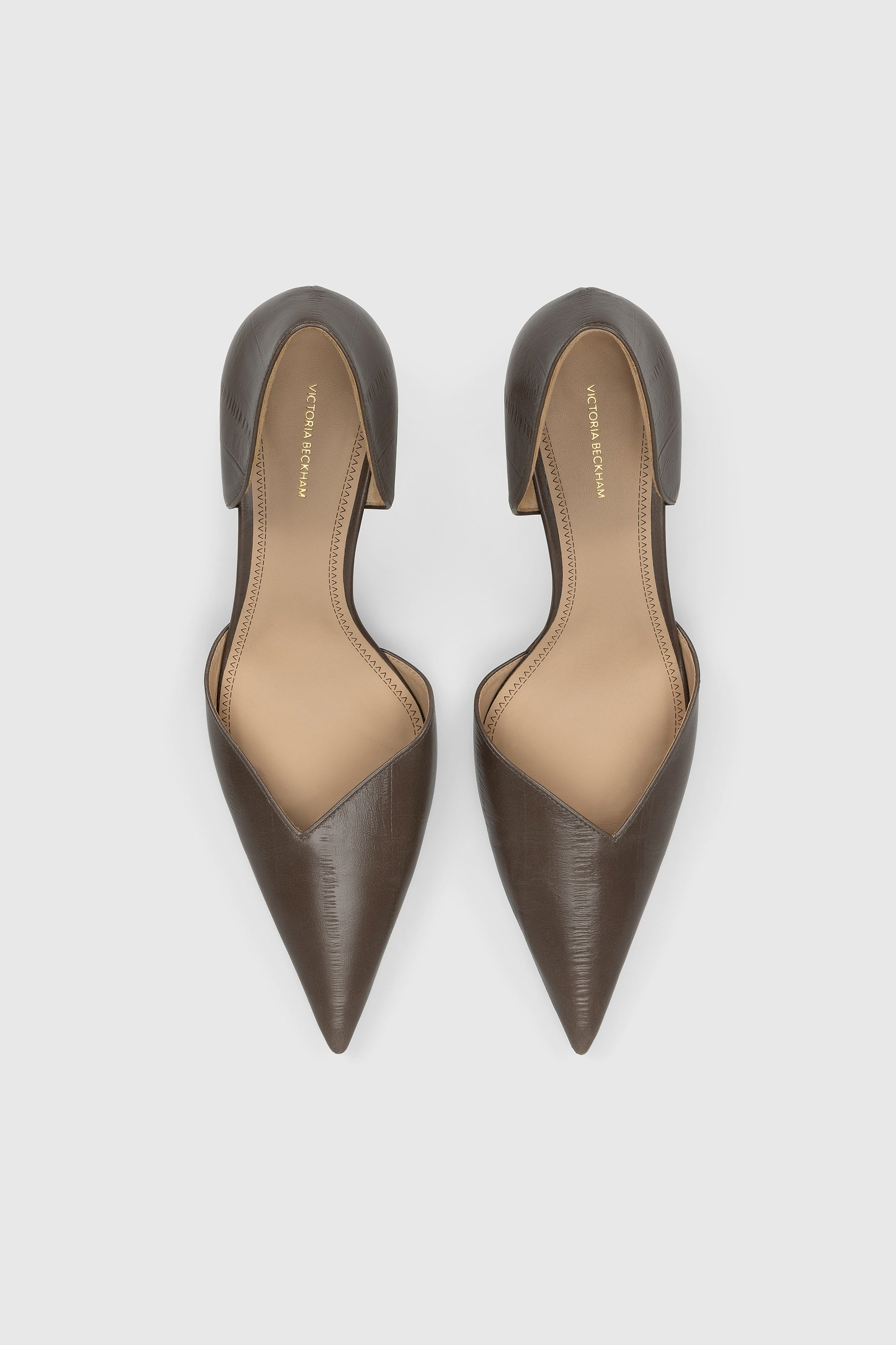Victoria Angle D'Orsay Pump 55 Dark Taupe Printed Leather