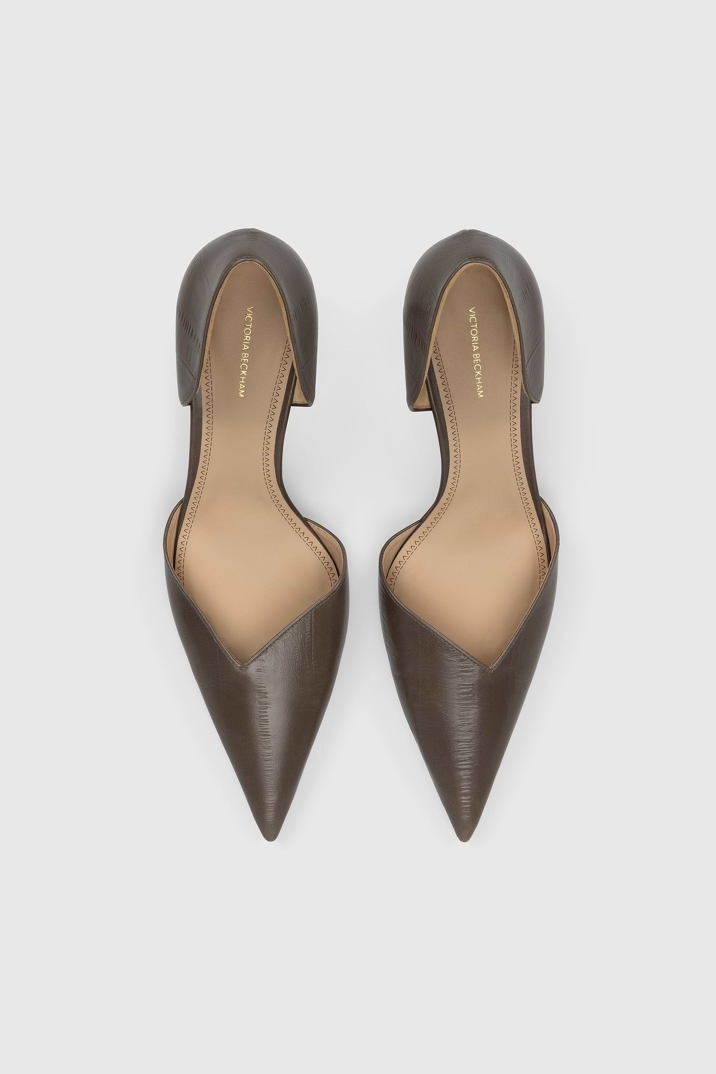Victoria Angle D'Orsay Pump 55 Dark Taupe Printed Leather