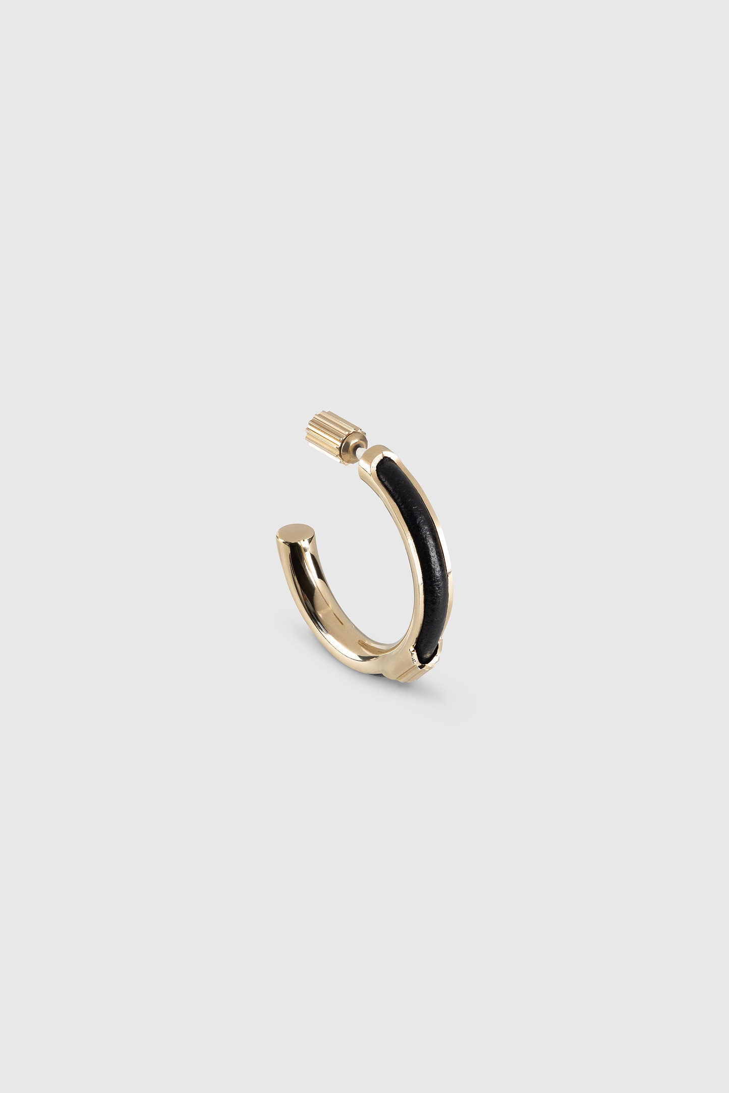 Strobel Hoop Earrings In Black Brass & Leather