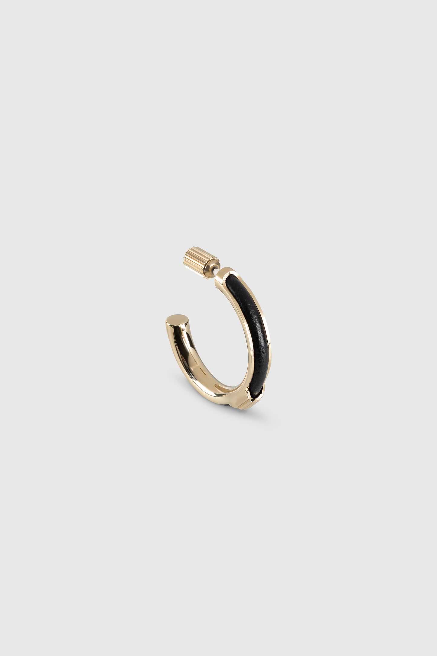 Strobel Hoop Earrings In Black Brass & Leather