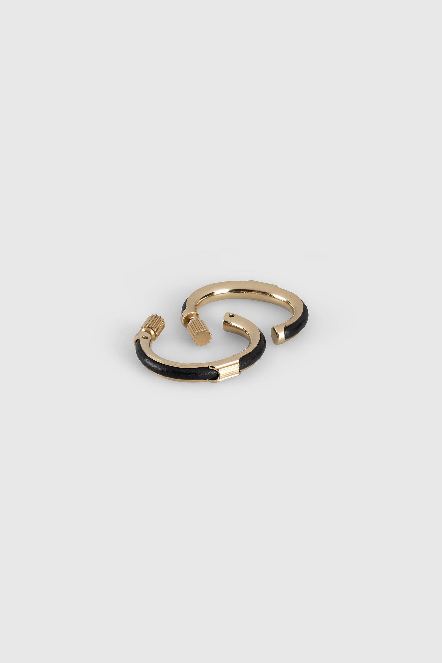 Strobel Hoop Earrings In Black Brass & Leather