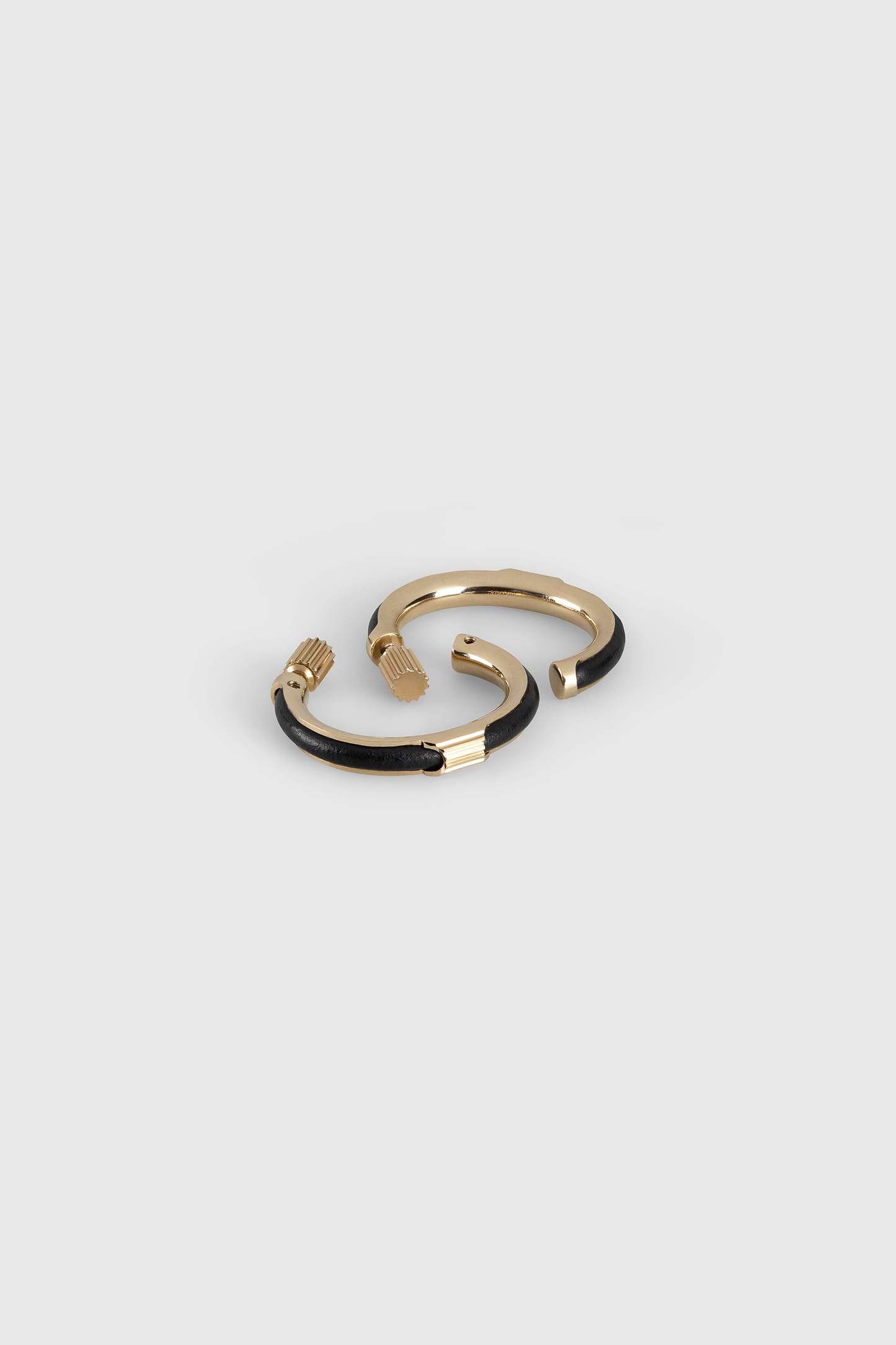 Strobel Hoop Earrings In Black Brass & Leather