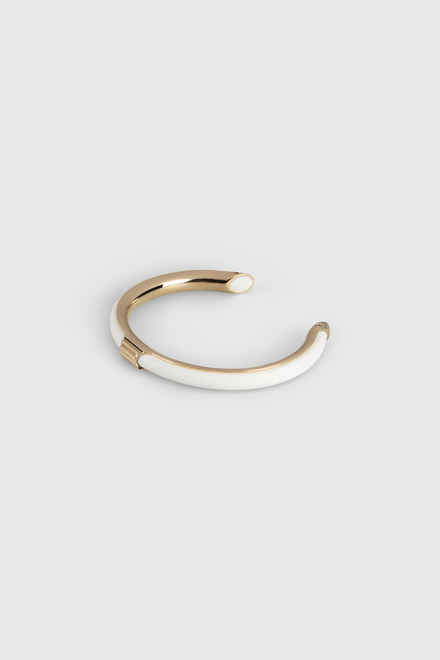 Strobel Bangle In Ceramic Brass & Leather