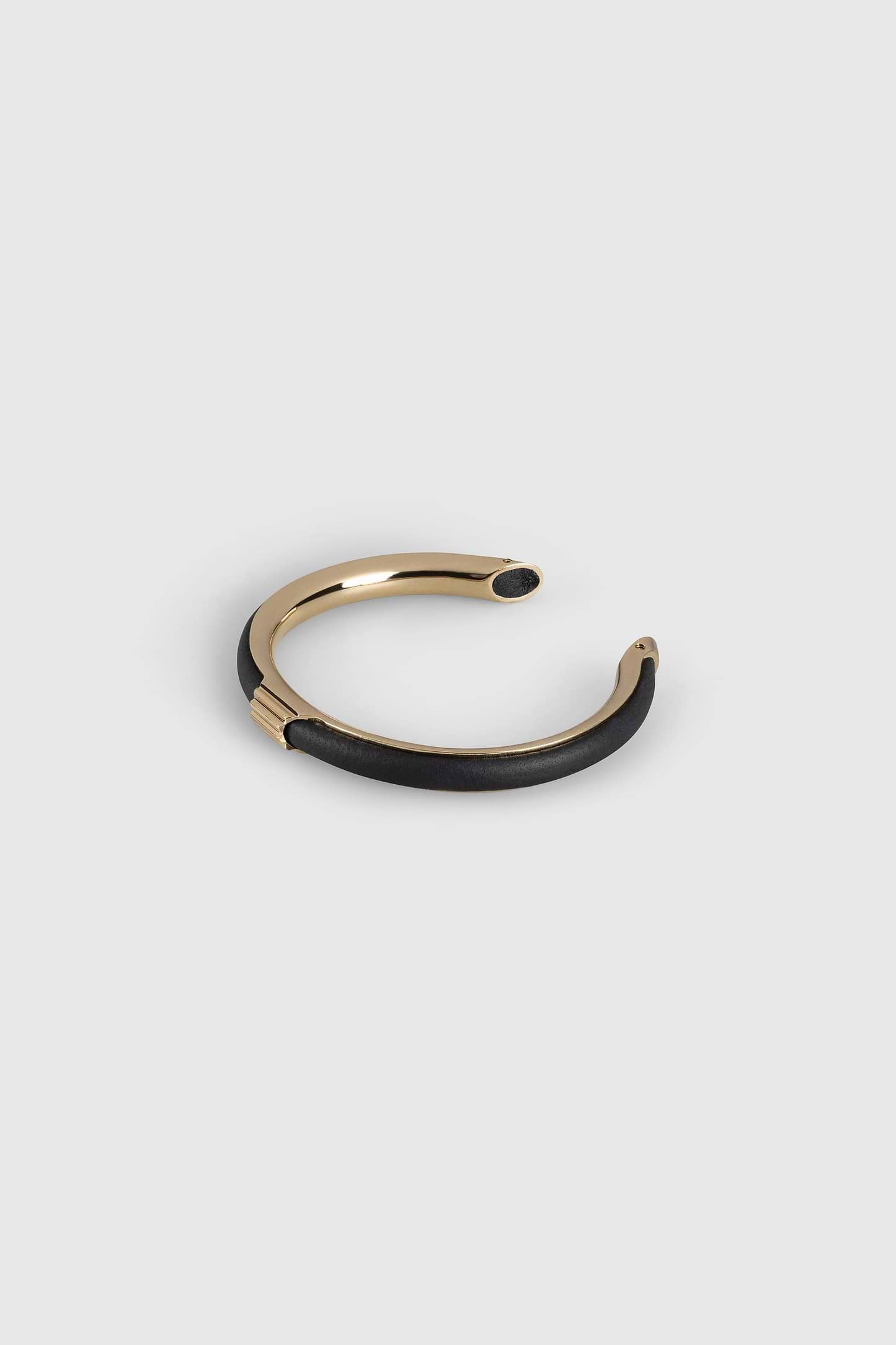 Strobel Hoop Earrings In Black Brass & Leather