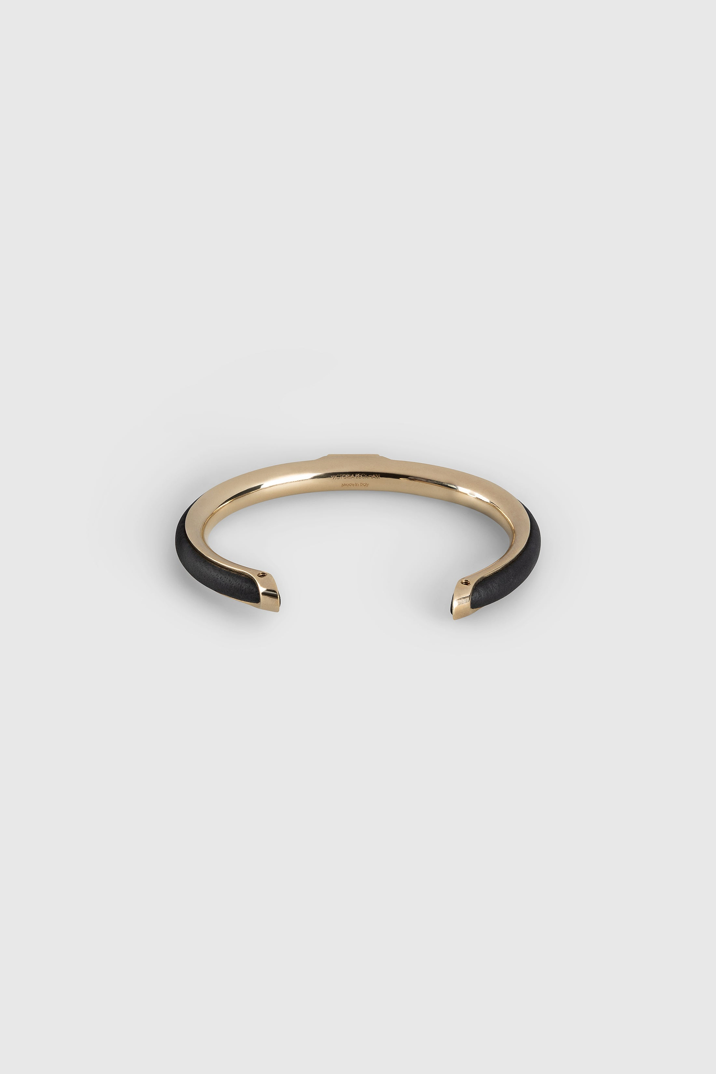 Strobel Bangle In Black Brass & Leather