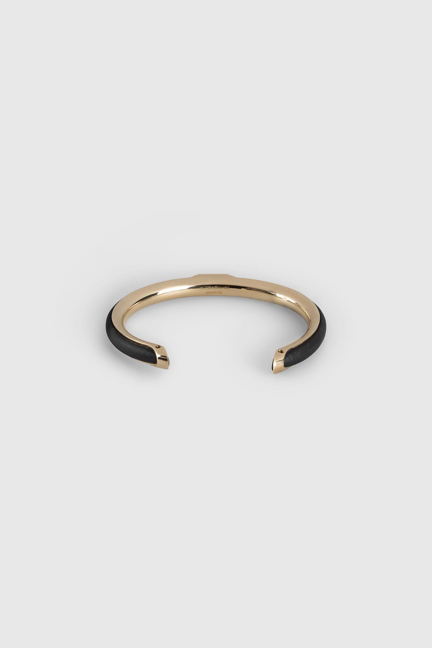 Strobel Bangle In Black Brass & Leather