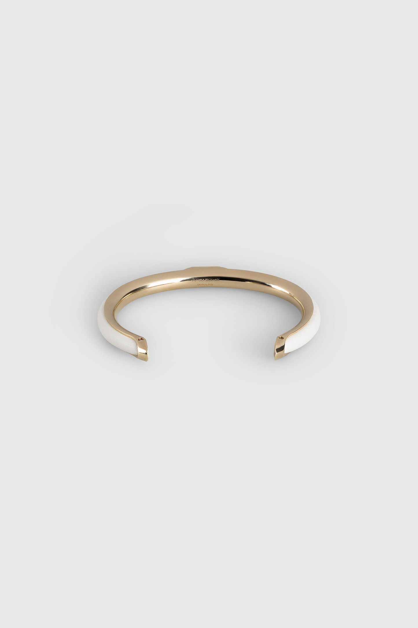 Strobel Bangle In Ceramic Brass & Leather