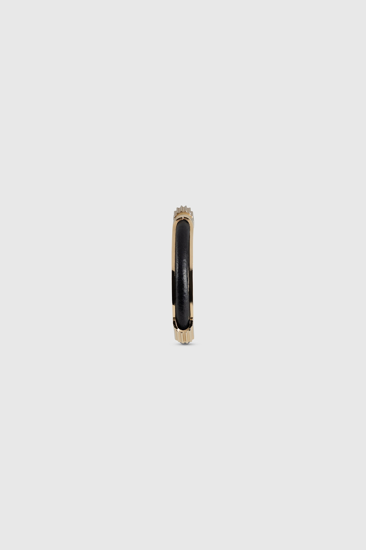 Strobel Hoop Earrings In Black Brass & Leather