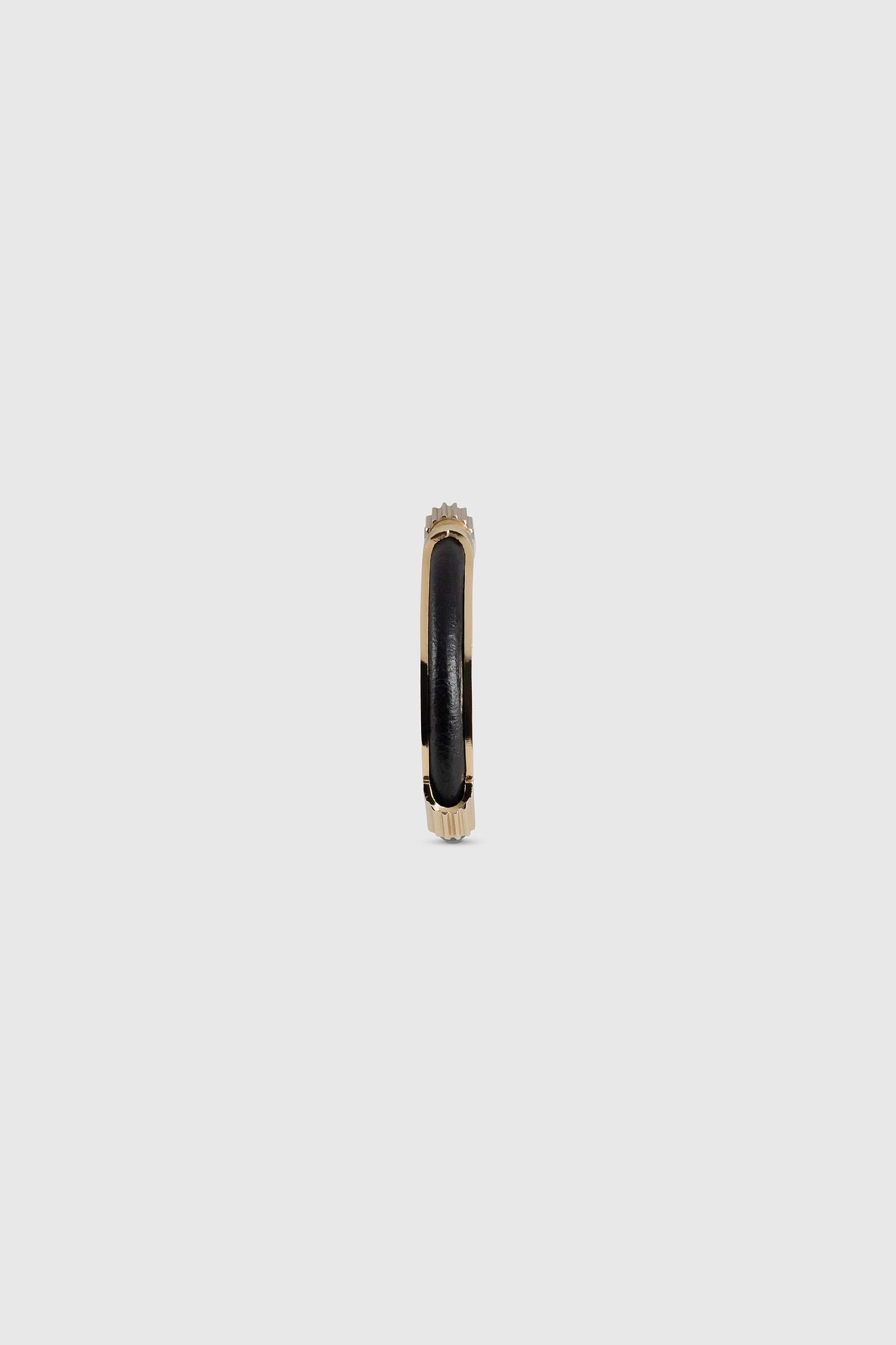 Strobel Hoop Earrings In Black Brass & Leather