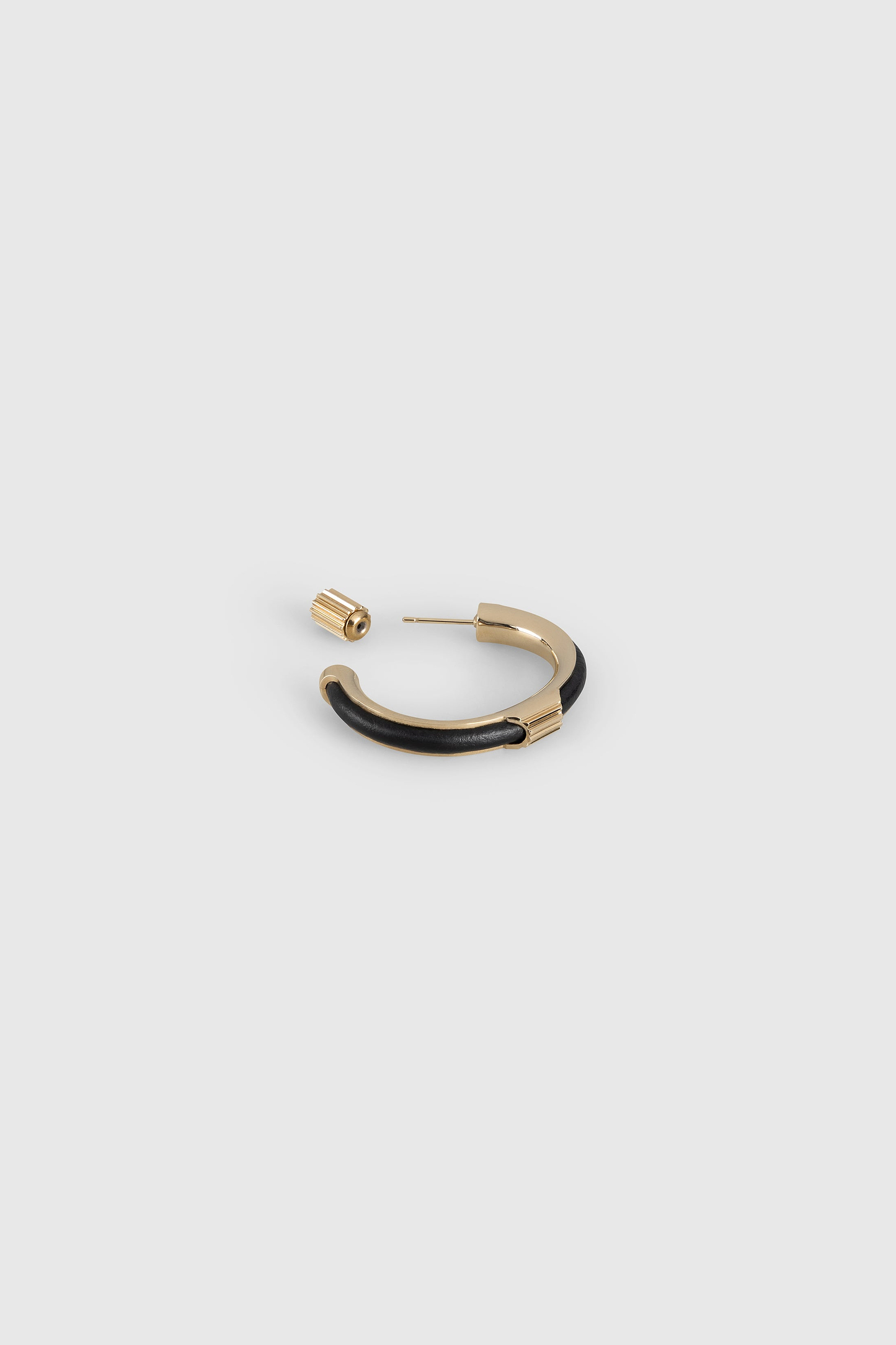 Strobel Hoop Earrings In Black Brass & Leather