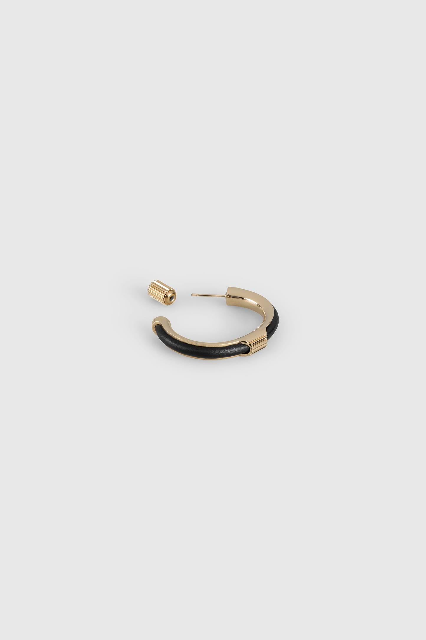 Strobel Hoop Earrings In Black Brass & Leather