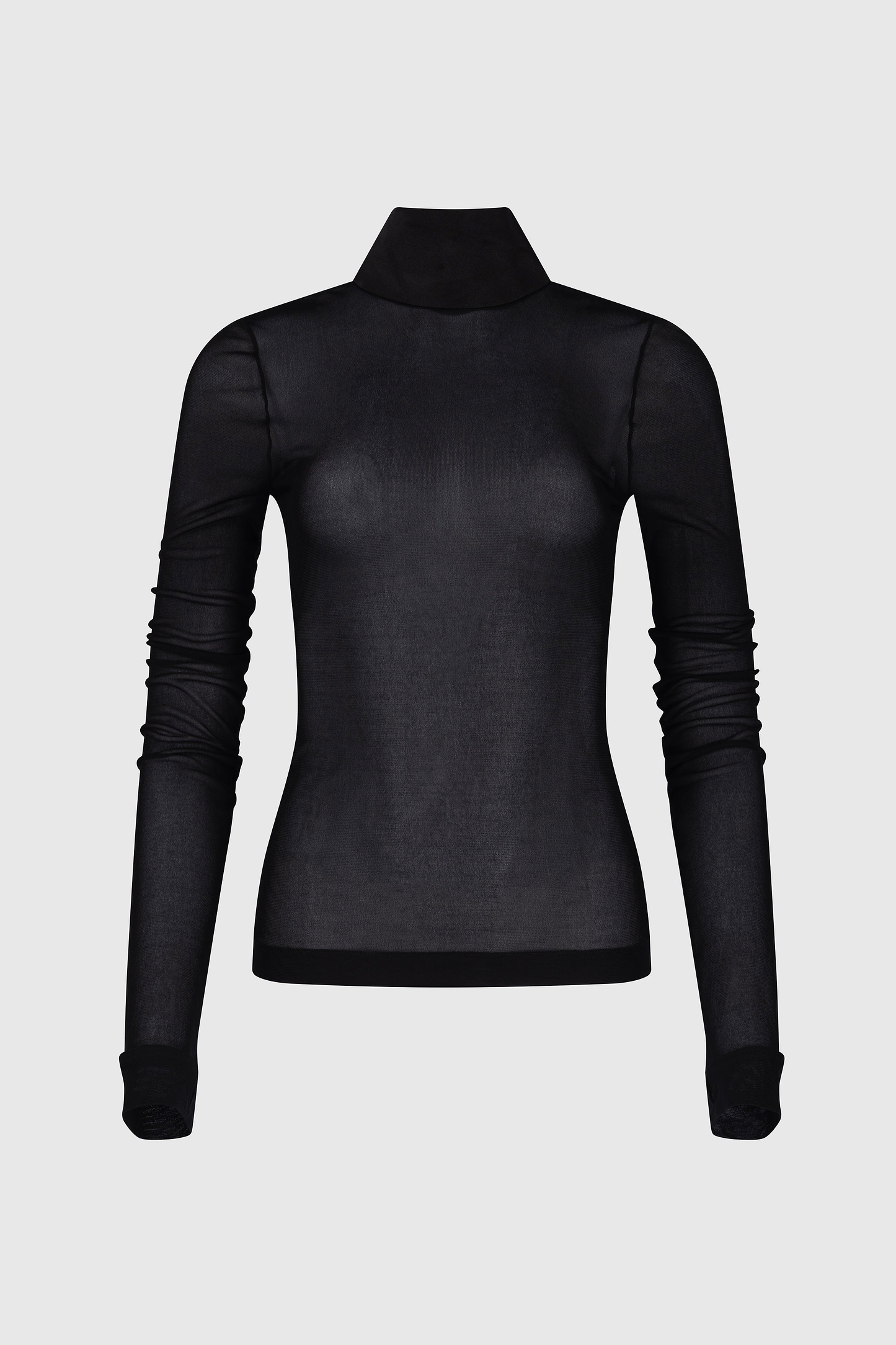 Long Sleeve Sheer Top In Black