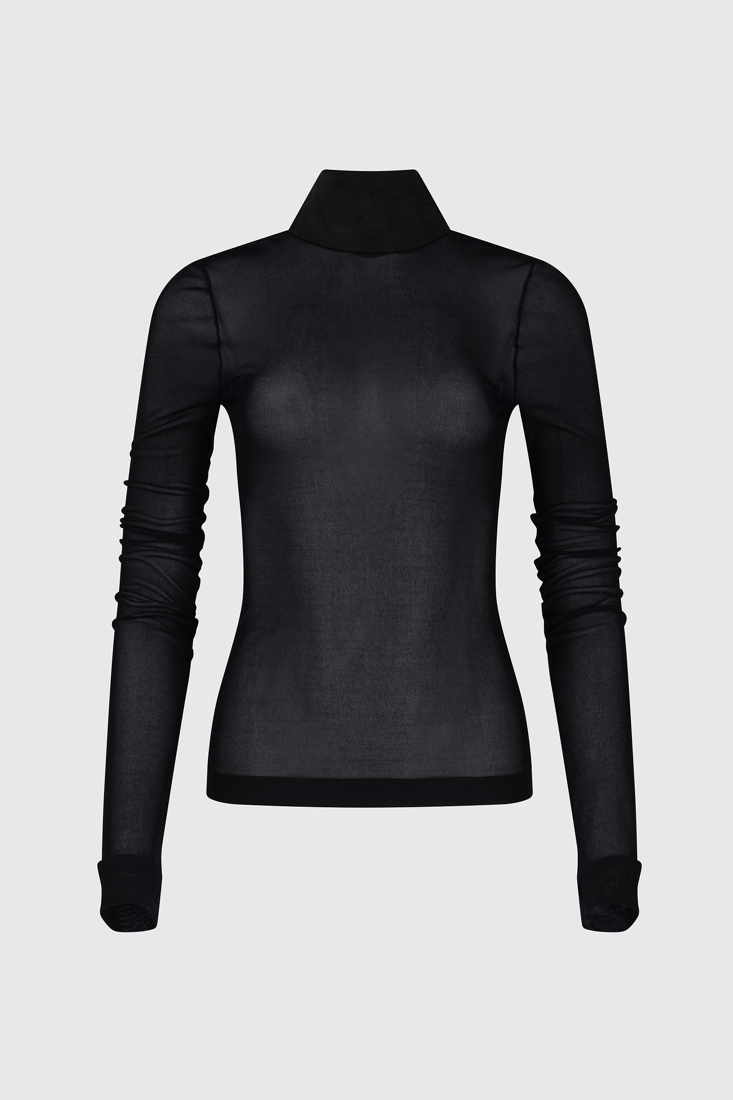 Long Sleeve Sheer Top In Black