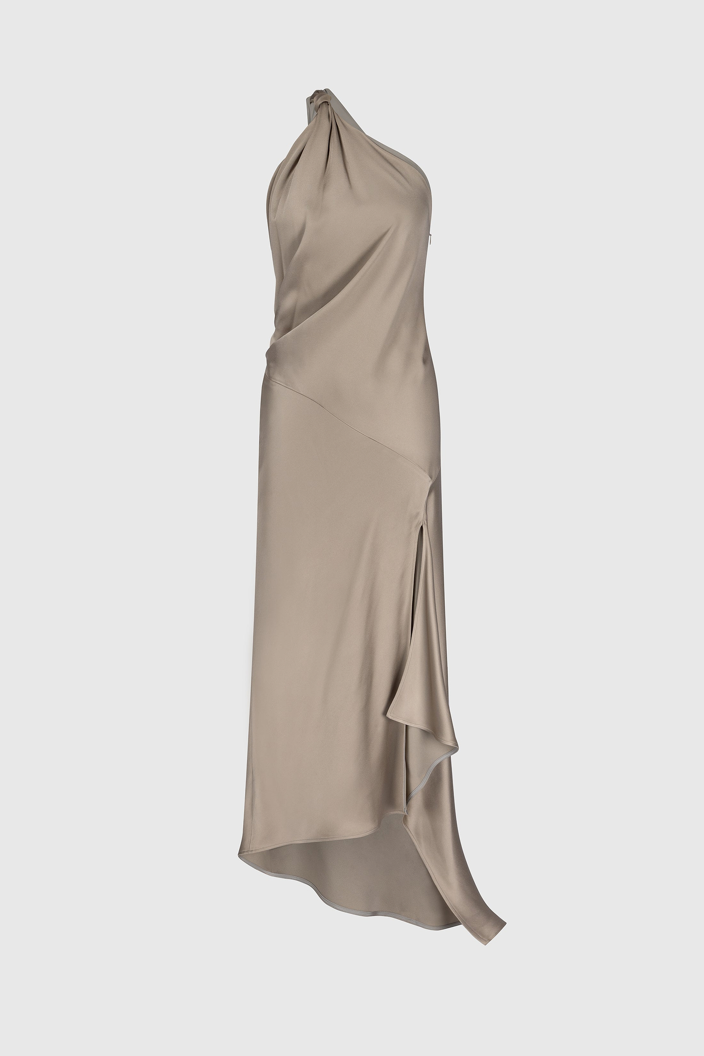 Asymmetric Midi Dress In Light Grey