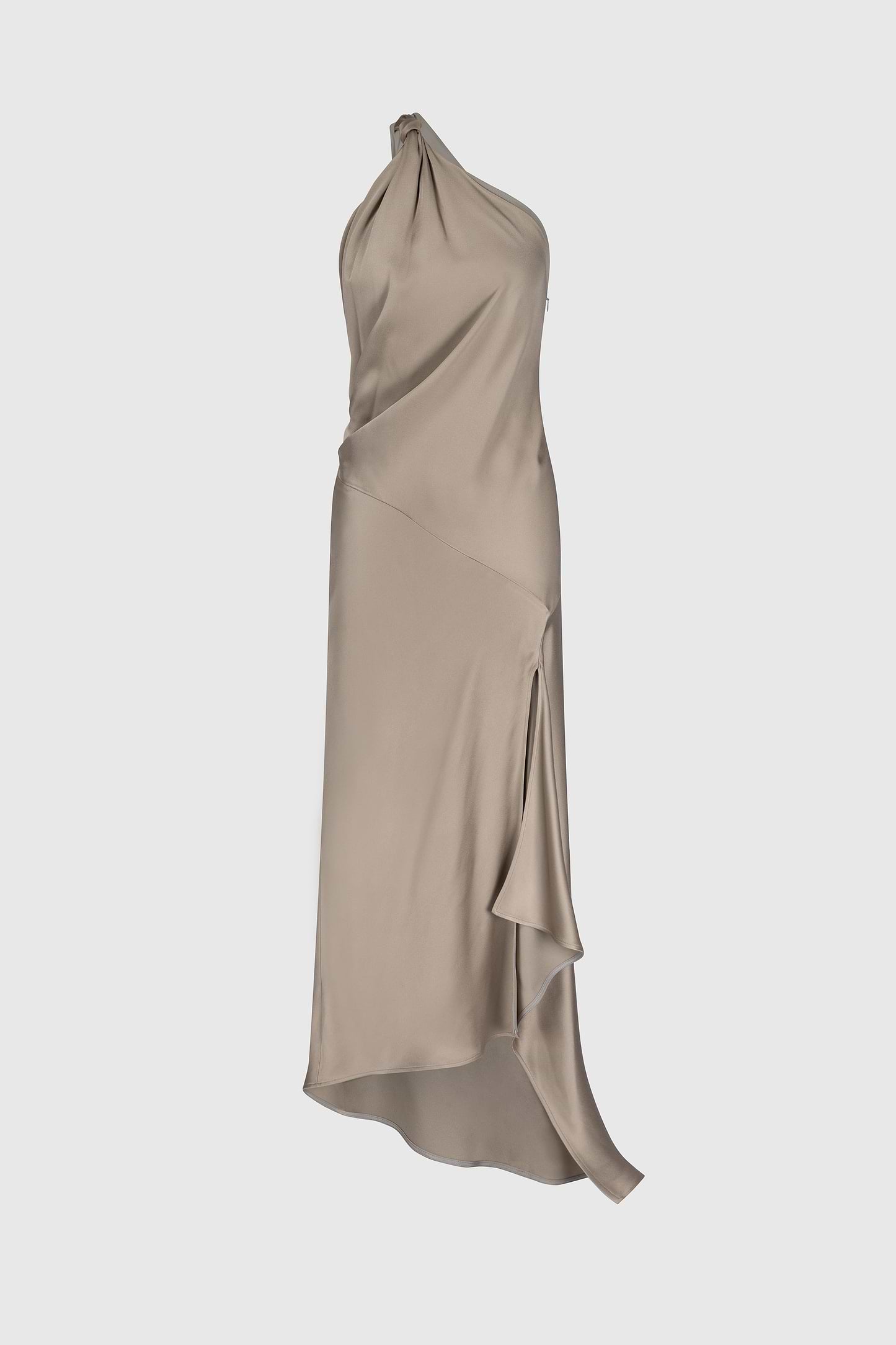 Asymmetric Midi Dress In Light Grey